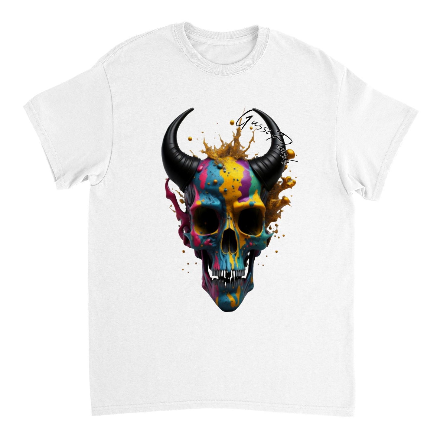 Schweres Unisex T-Shirt mit GussiFlash Skull