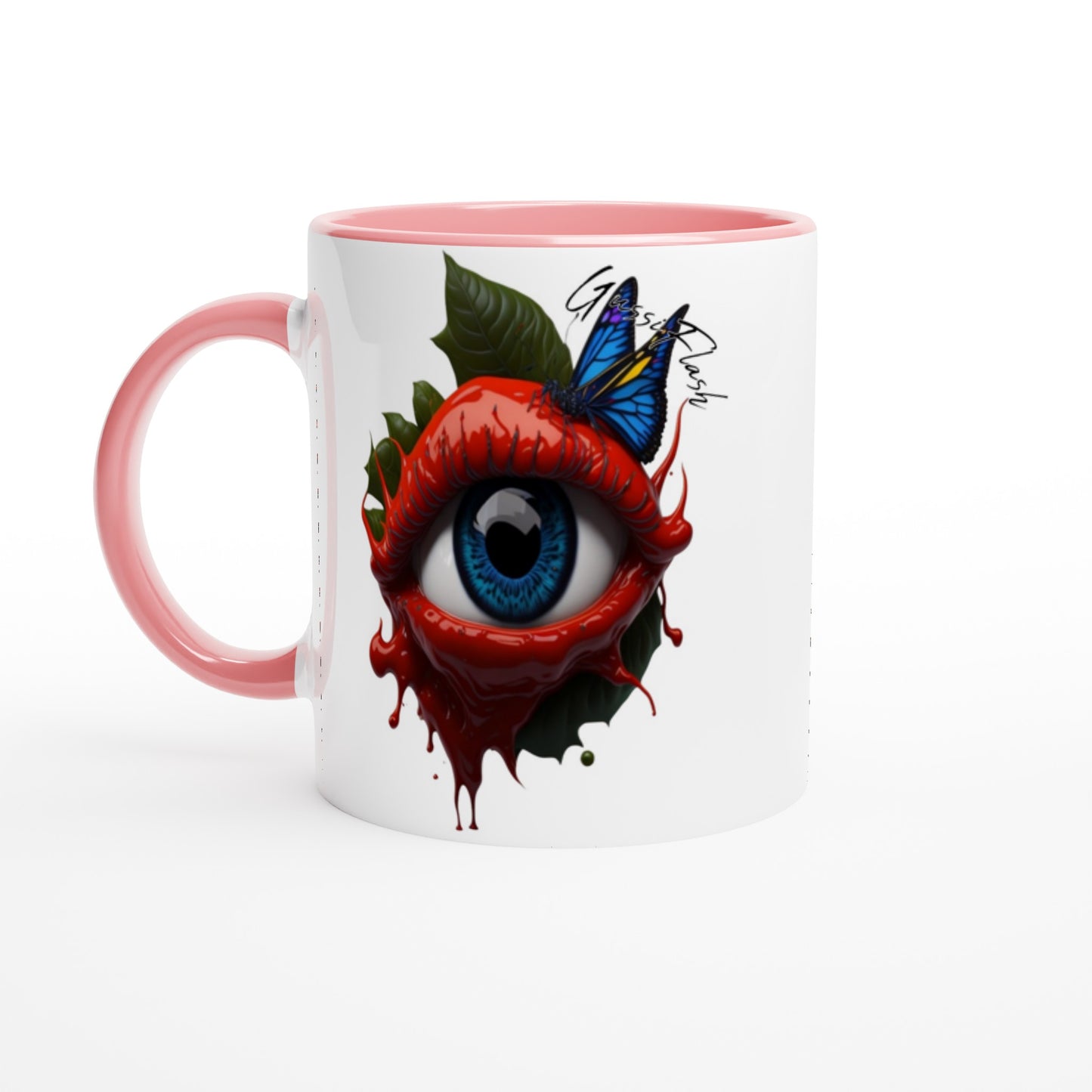 Weiße Keramiktasse Farbe an der Innenseite
