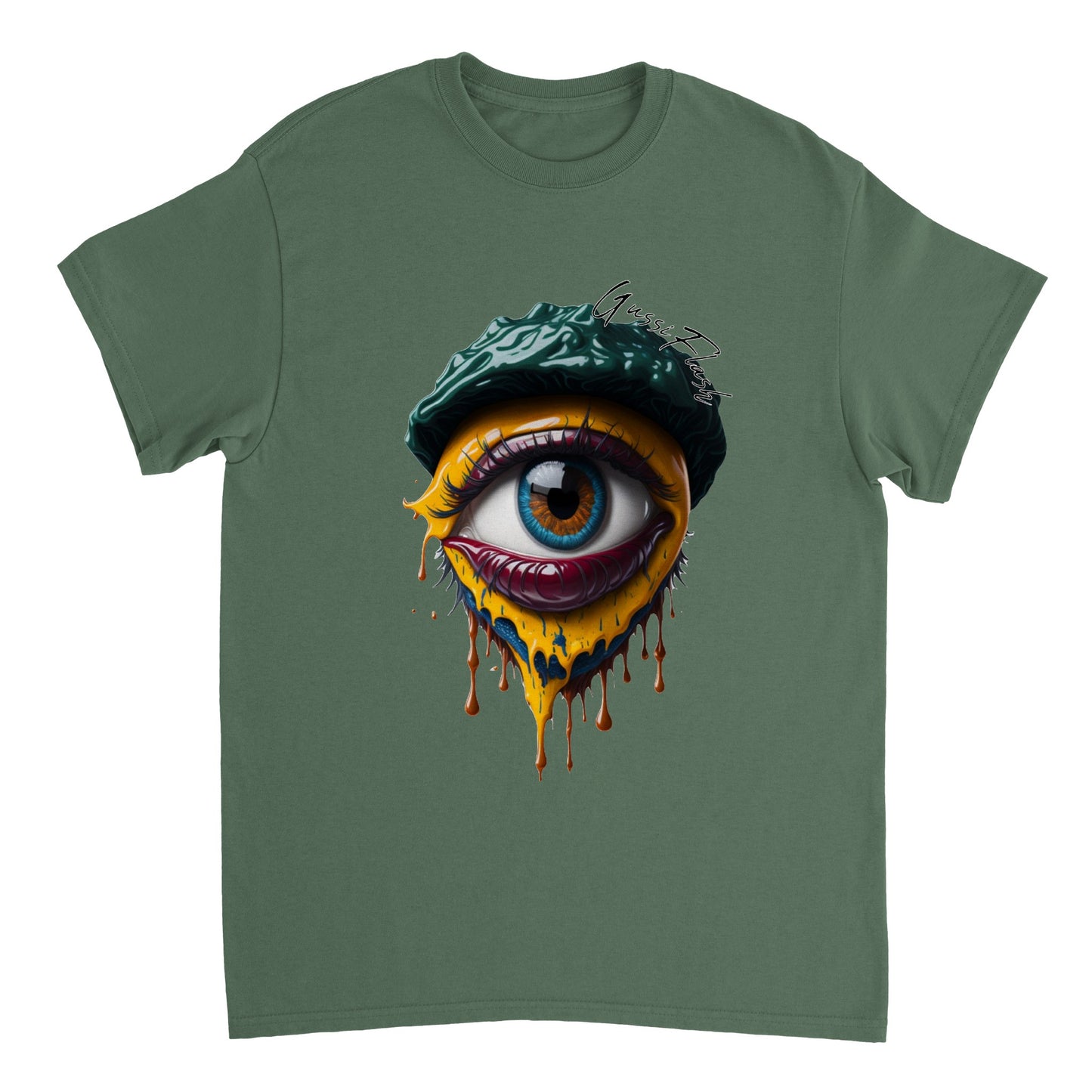 Schweres Unisex T-Shirt mit Rundhalsausschnitt und Gussiflash Logo