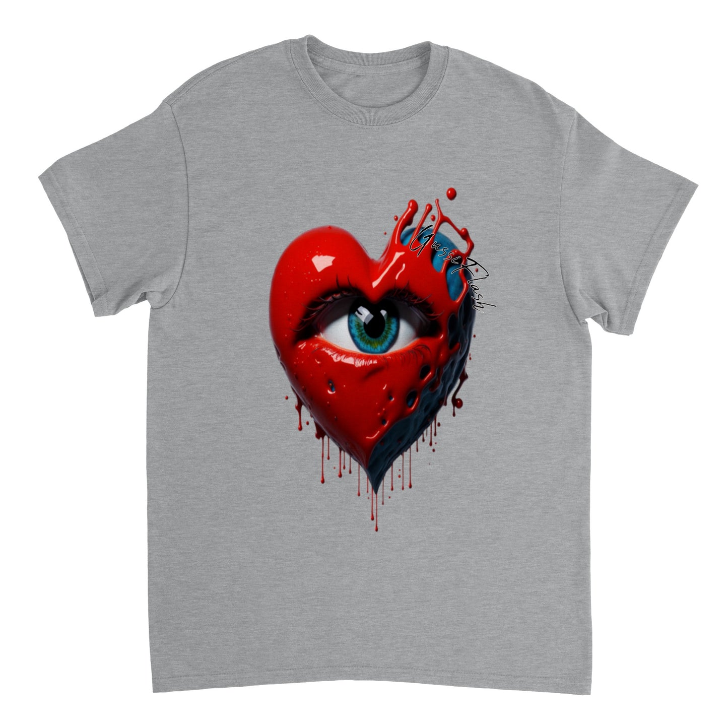 Schweres Unisex T-Shirt mit Rundhalsausschnitt und Gussiflash Logo