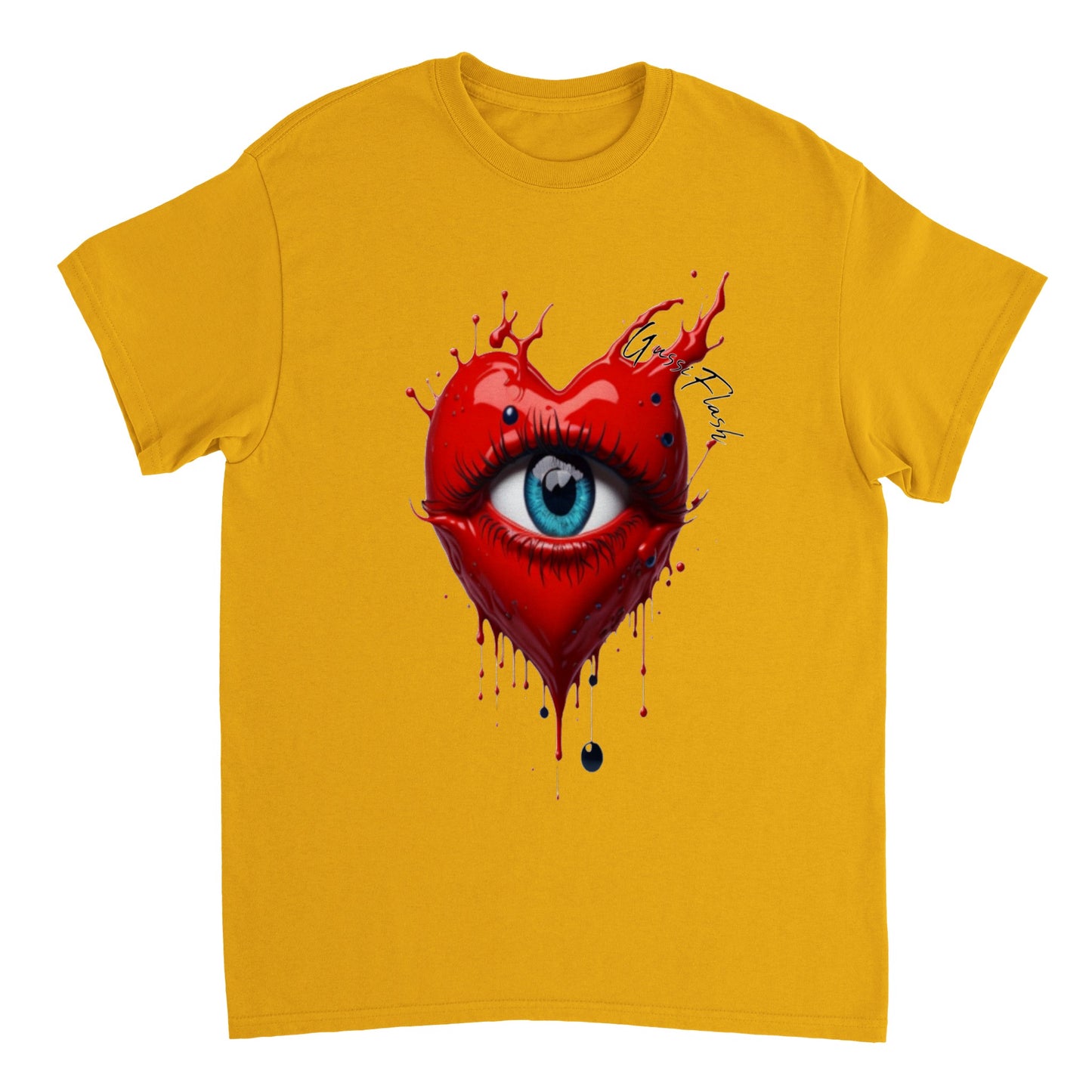 Schweres Unisex T-Shirt mit Rundhalsausschnitt und Gussiflash Logo