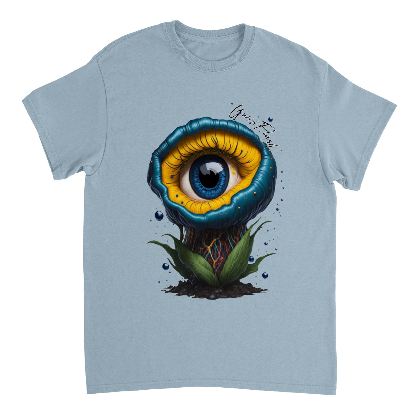 Schweres Unisex T-Shirt mit Rundhalsausschnitt und Gussiflash Logo