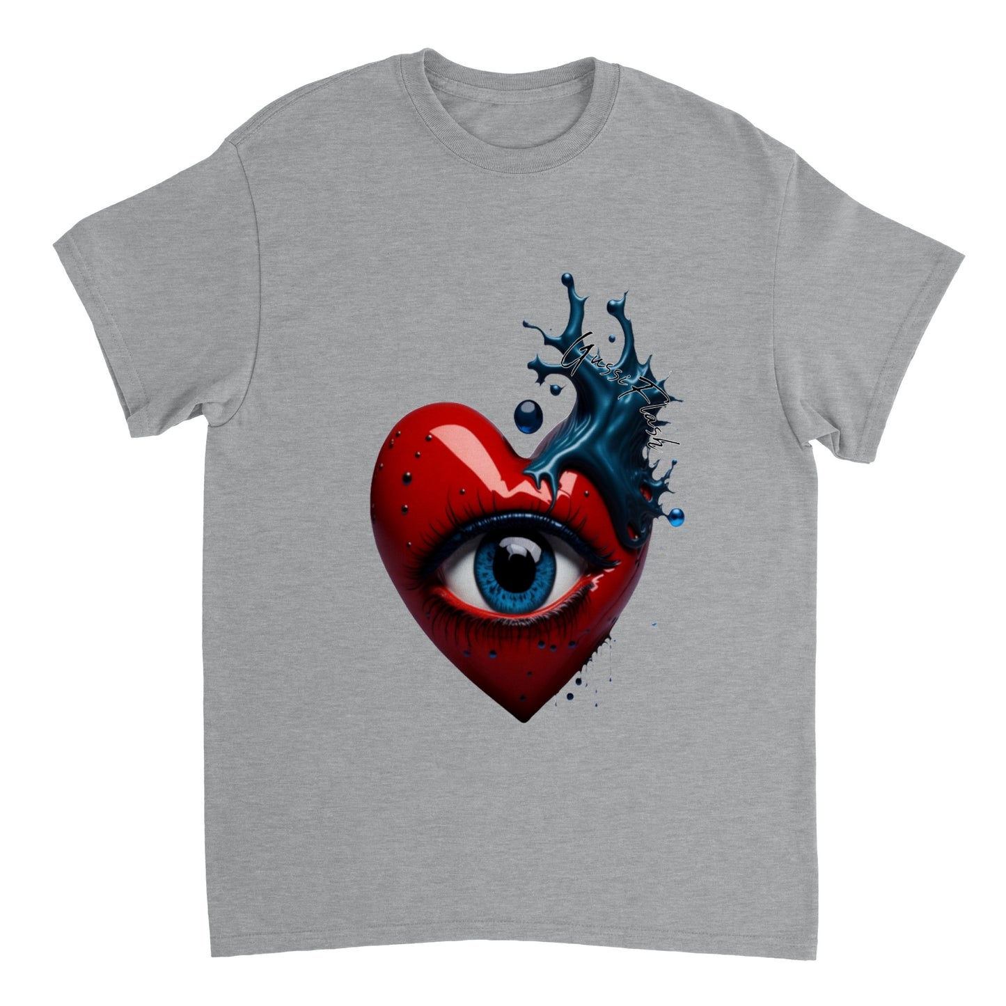 Schweres Unisex T-Shirt mit Rundhalsausschnitt und Gussiflash Logo
