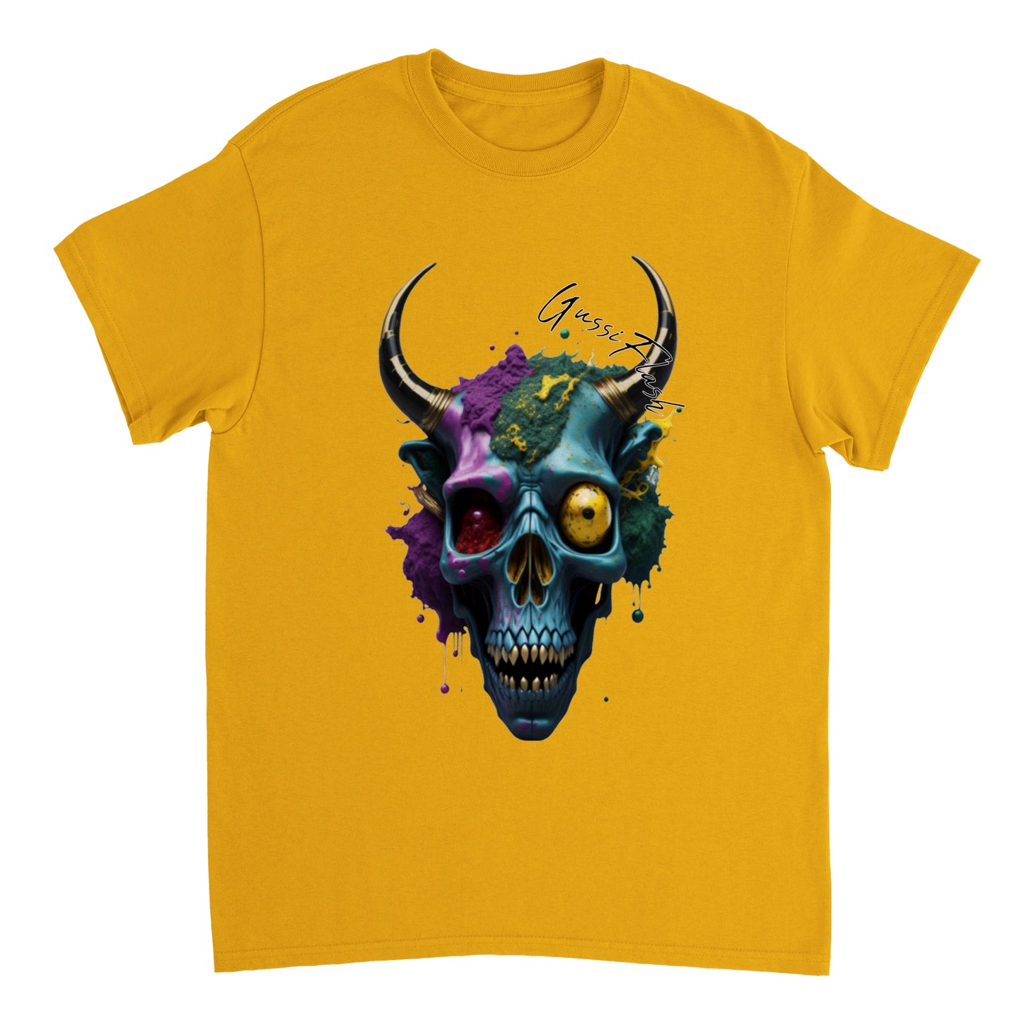 Schweres Unisex T-Shirt mit GussiFlash Skull