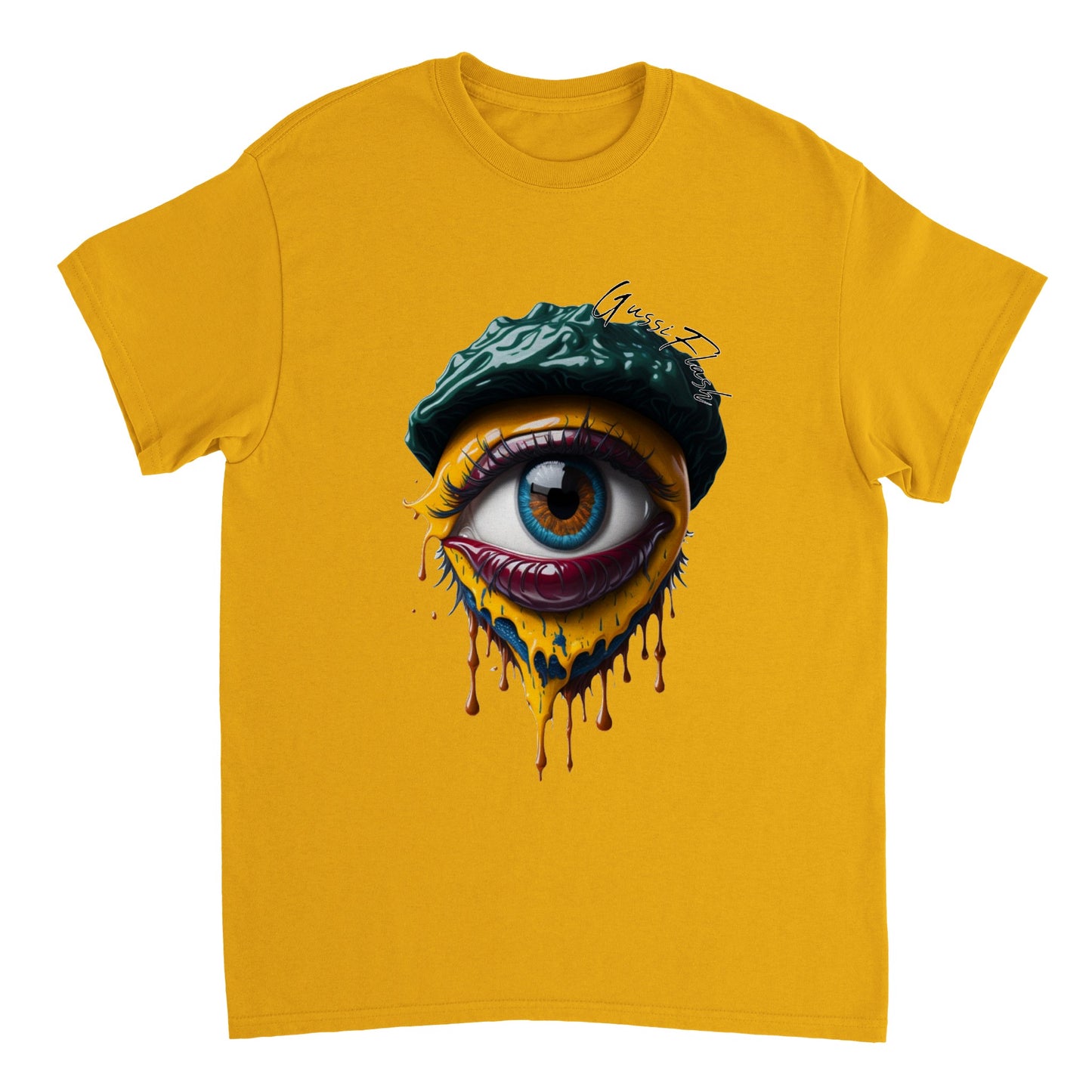 Schweres Unisex T-Shirt mit Rundhalsausschnitt und Gussiflash Logo