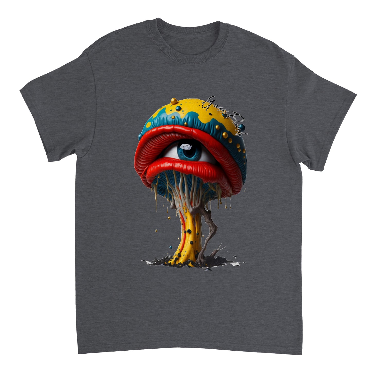 Schweres Unisex T-Shirt mit Rundhalsausschnitt und Gussiflash Logo
