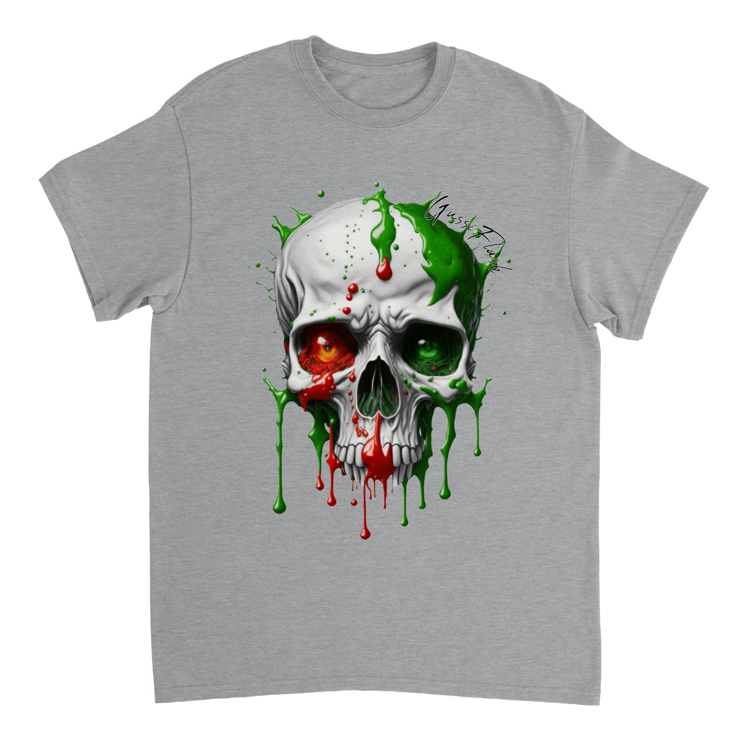 Schweres Unisex T-Shirt mit GussiFlash Skull