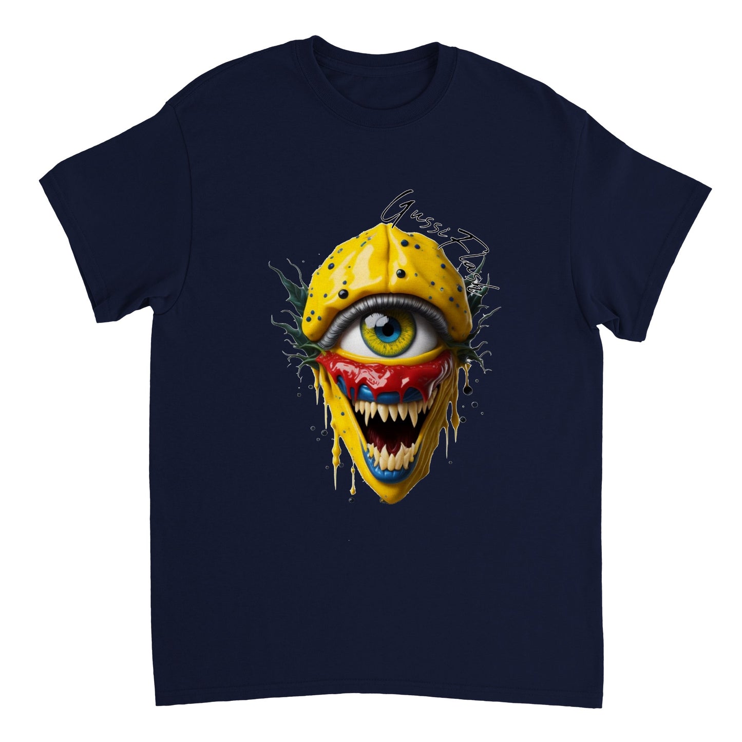 Schweres Unisex T-Shirt mit Rundhalsausschnitt und Gussiflash Logo