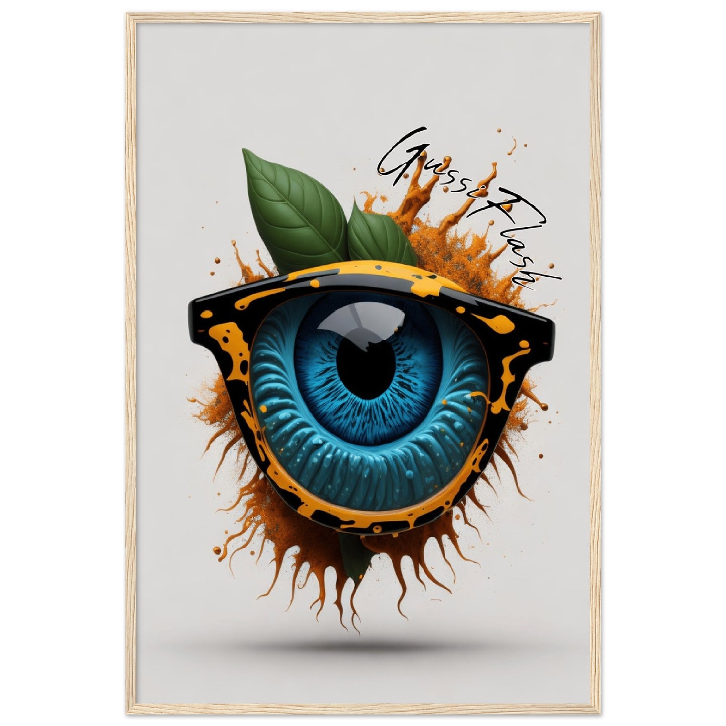 GussiFlash Premium-Poster aus mattem Papier mit Holzrahmen