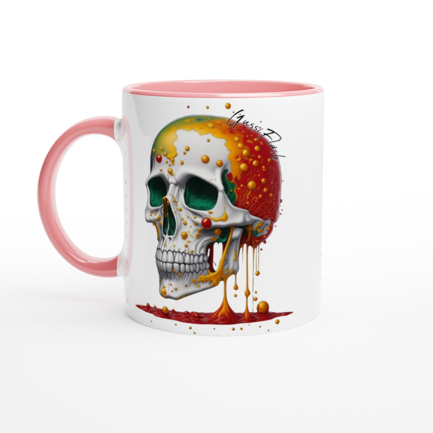 Weiße Keramiktasse Farbe an der Innenseite