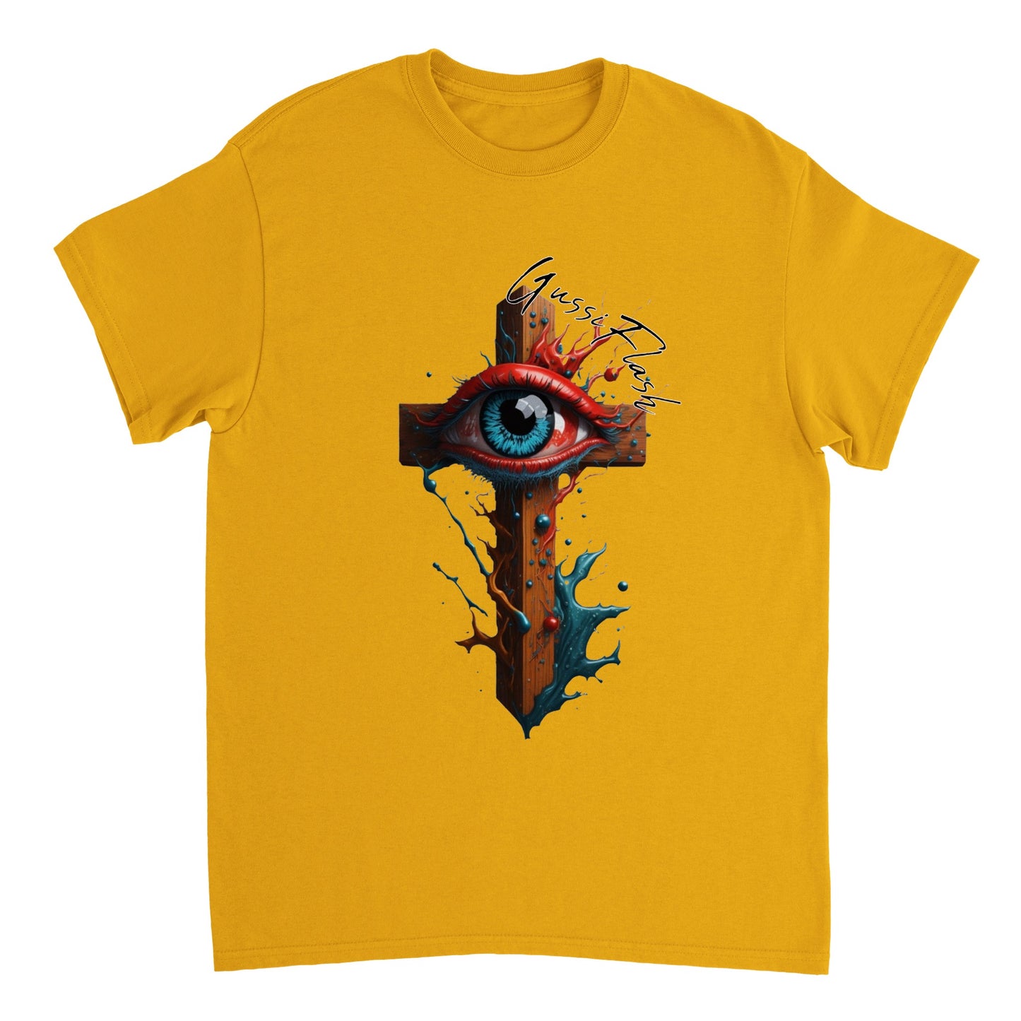 Schweres Unisex T-Shirt mit Rundhalsausschnitt und Gussiflash Logo