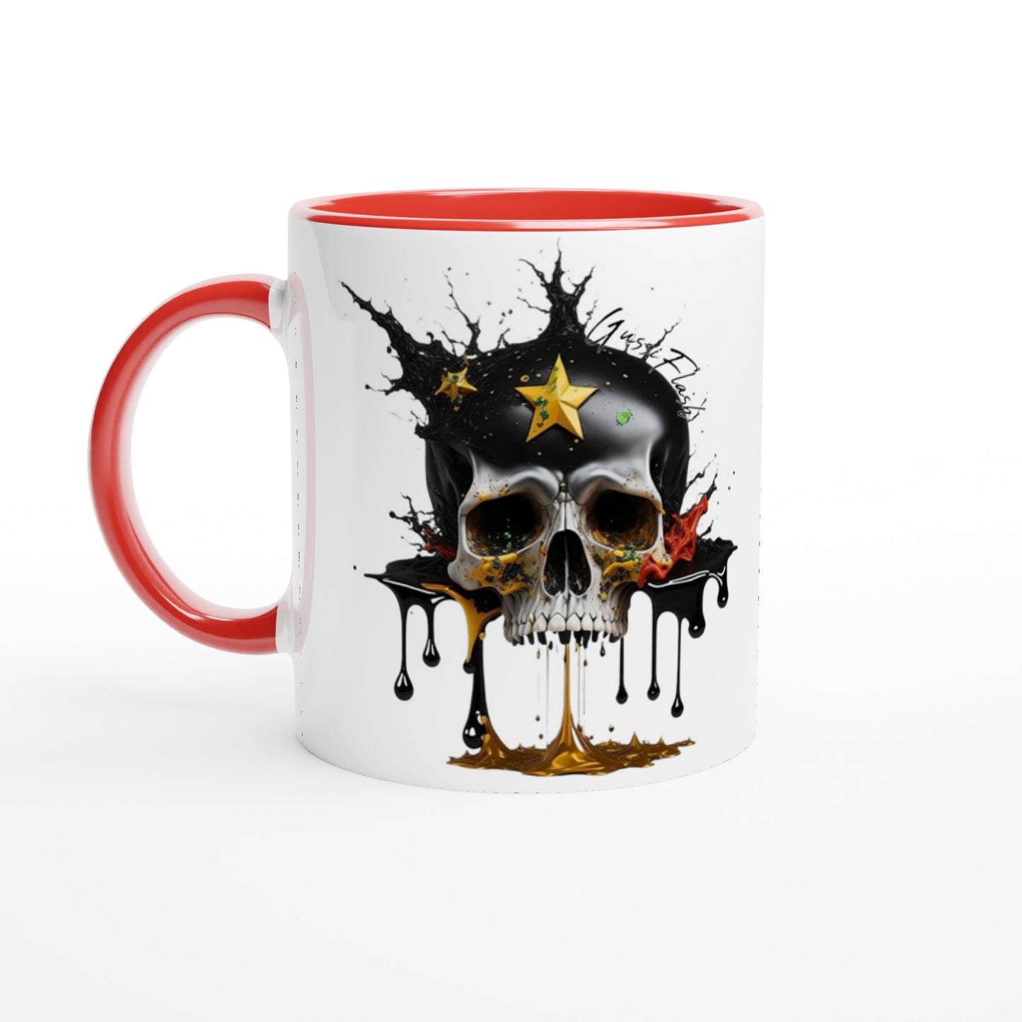 Weiße Keramiktasse Farbe an der Innenseite