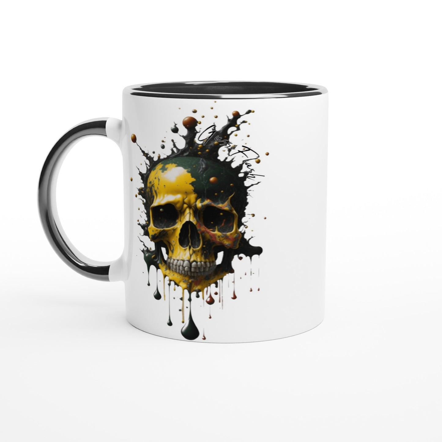 Weiße Keramiktasse Farbe an der Innenseite