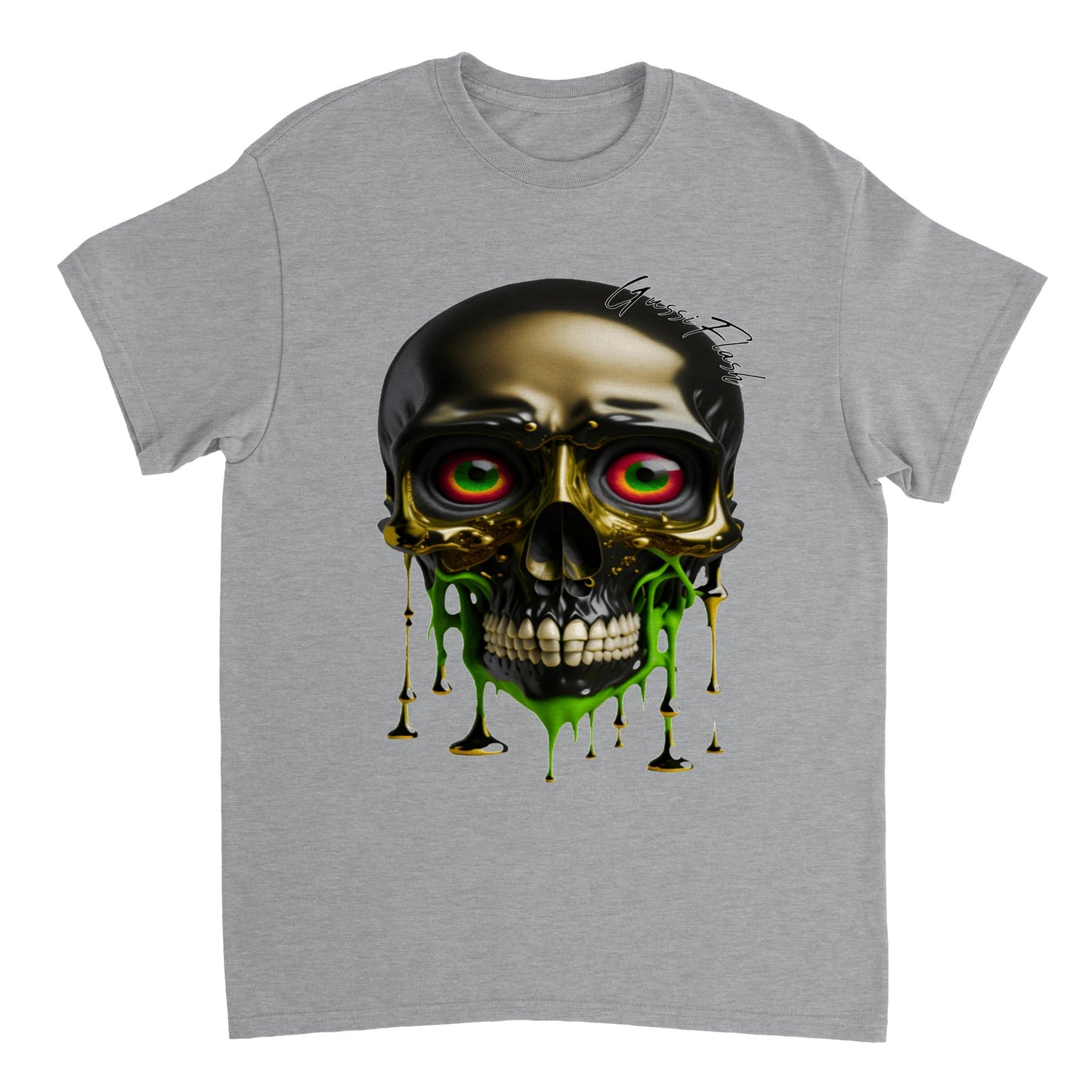 Schweres Unisex T-Shirt mit GussiFlash Skull