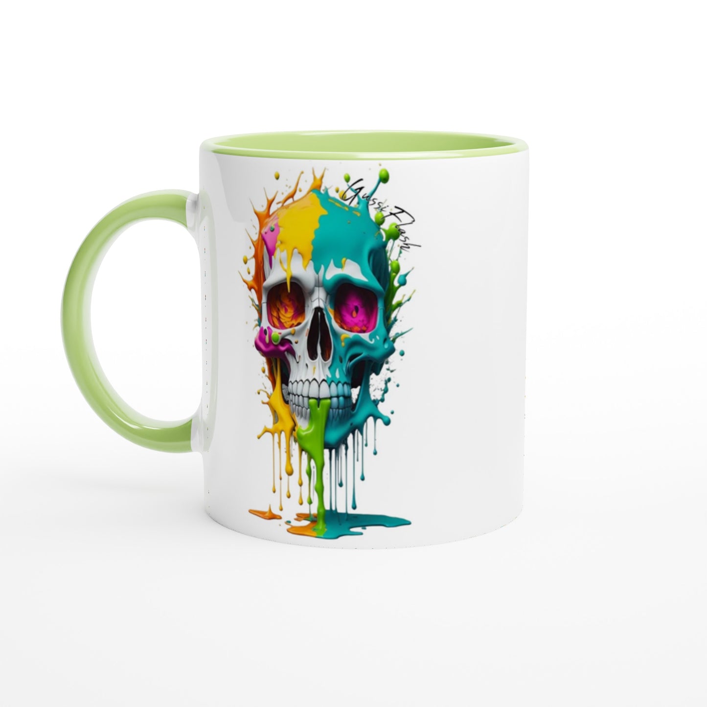 Weiße Keramiktasse Farbe an der Innenseite