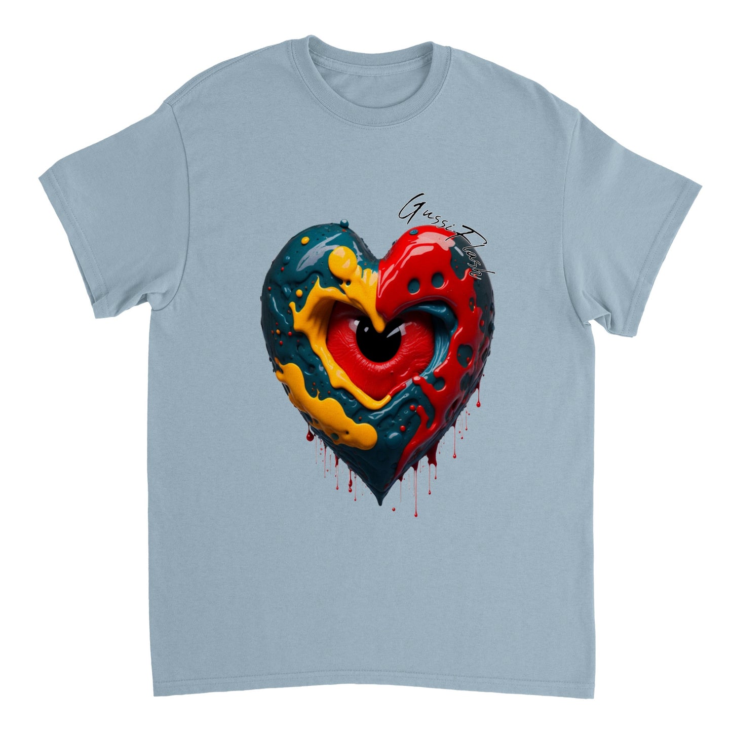 Schweres Unisex T-Shirt mit Rundhalsausschnitt und Gussiflash Logo