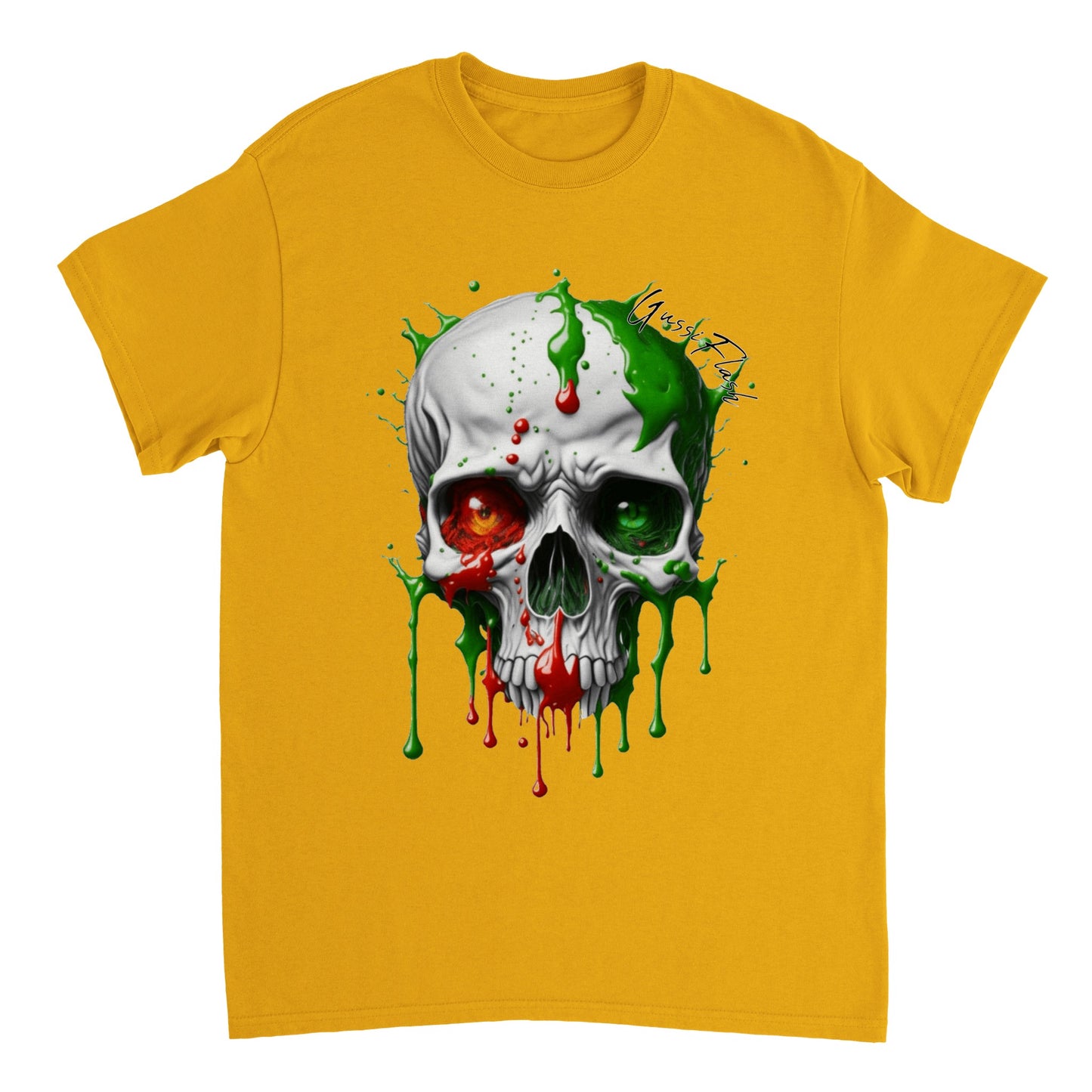 Schweres Unisex T-Shirt mit GussiFlash Skull
