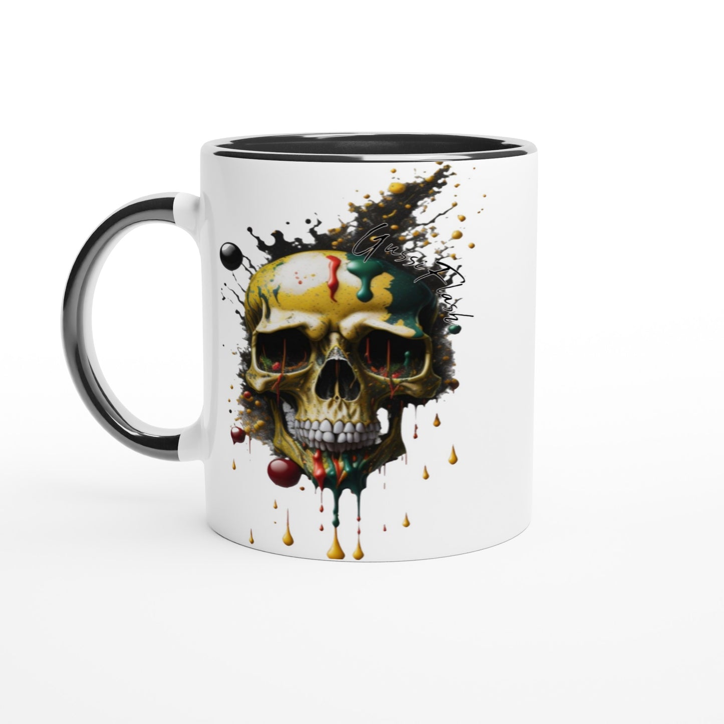 Weiße Keramiktasse Farbe an der Innenseite