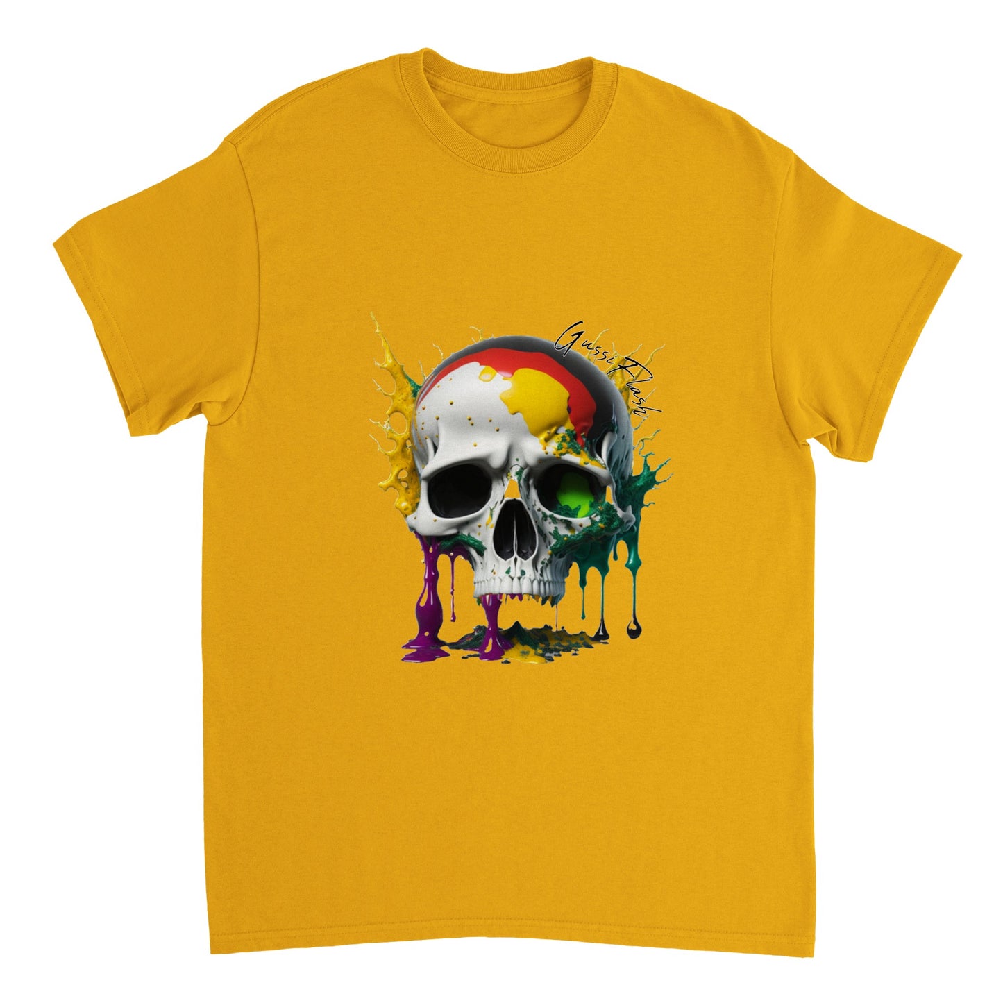 Schweres Unisex T-Shirt mit GussiFlash Skull