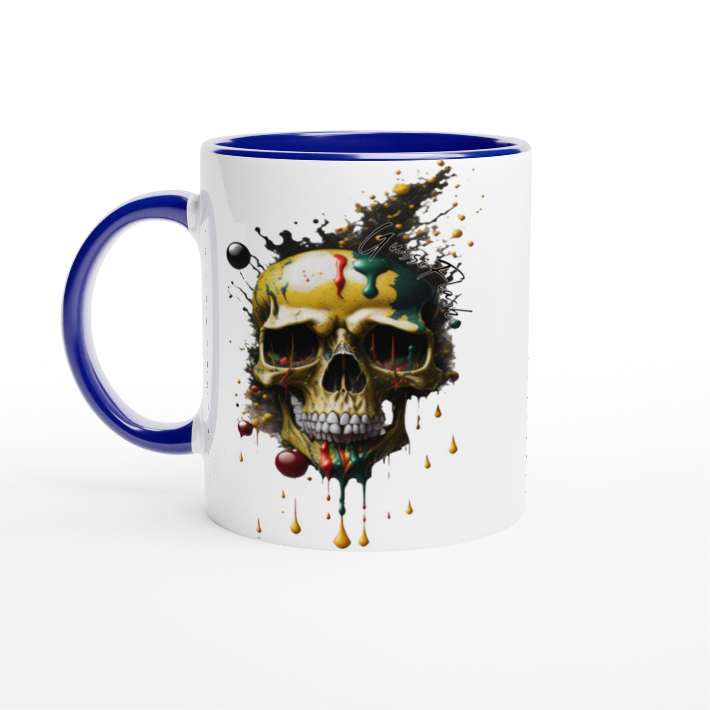 Weiße Keramiktasse Farbe an der Innenseite