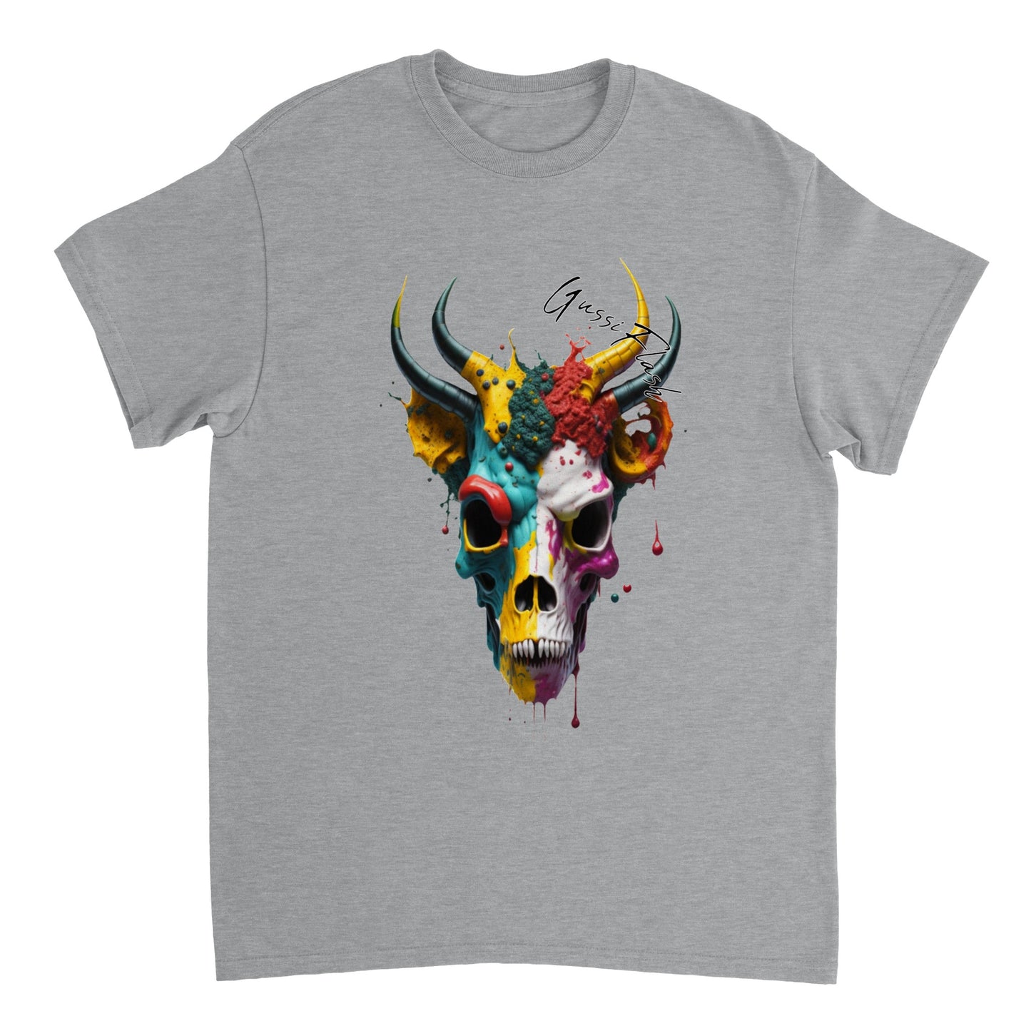 Schweres Unisex T-Shirt mit GussiFlash Skull