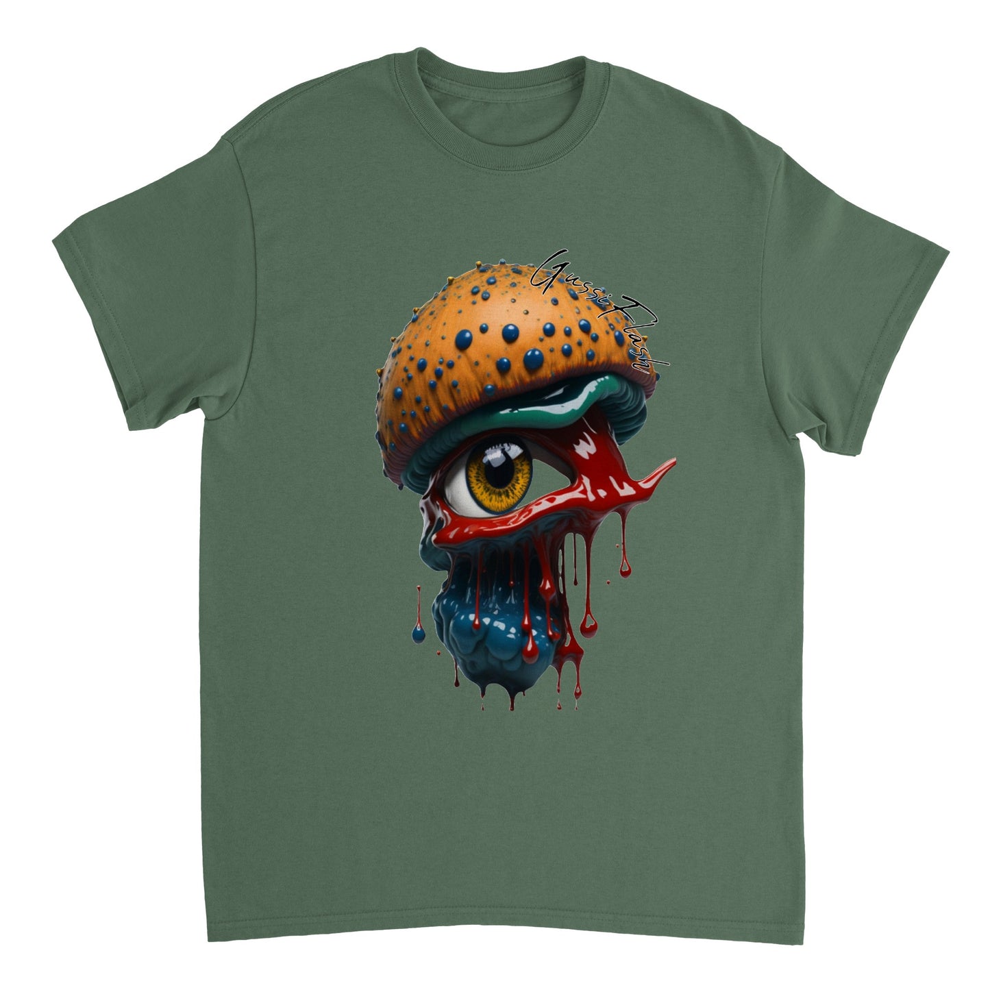 Schweres Unisex T-Shirt mit Rundhalsausschnitt und Gussiflash Logo