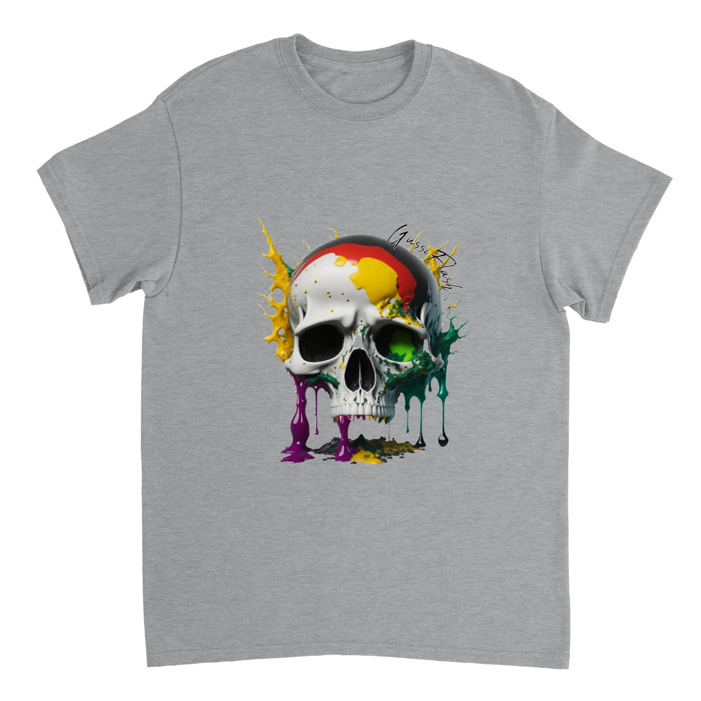 Schweres Unisex T-Shirt mit GussiFlash Skull