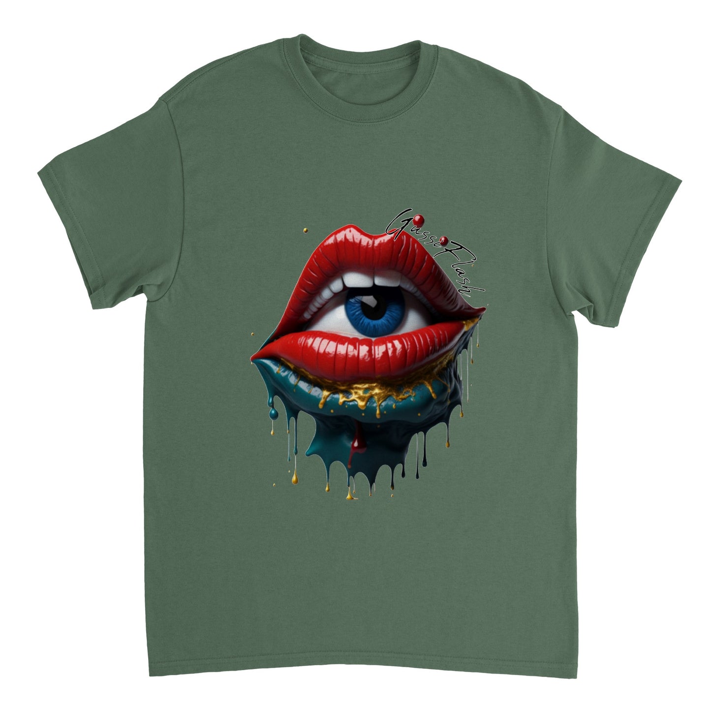 Schweres Unisex T-Shirt mit Rundhalsausschnitt und Gussiflash Logo