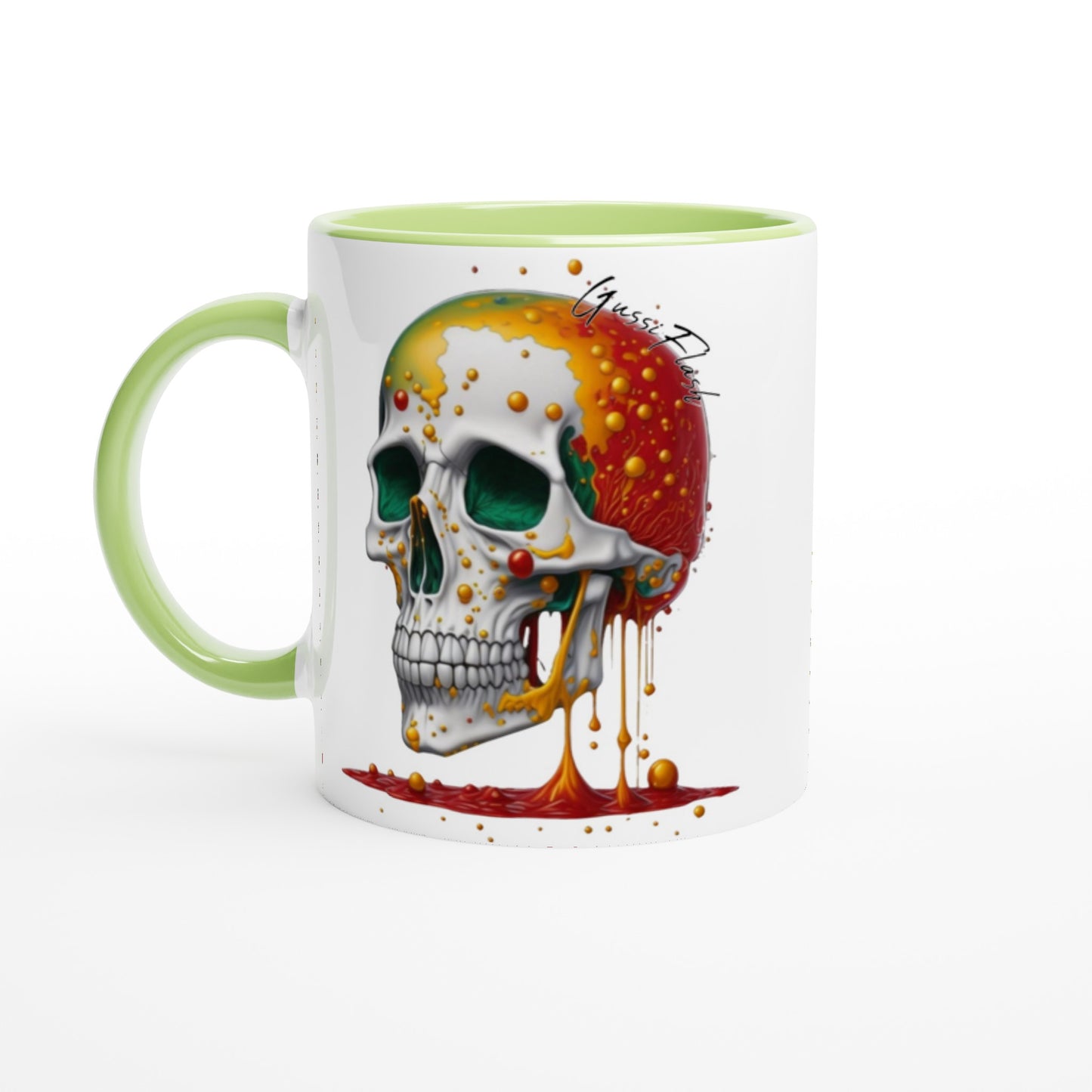 Weiße Keramiktasse Farbe an der Innenseite