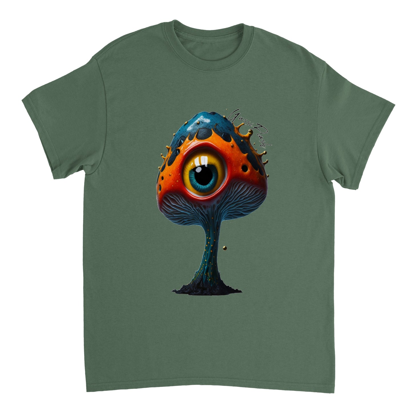 Schweres Unisex T-Shirt mit Rundhalsausschnitt und Gussiflash Logo