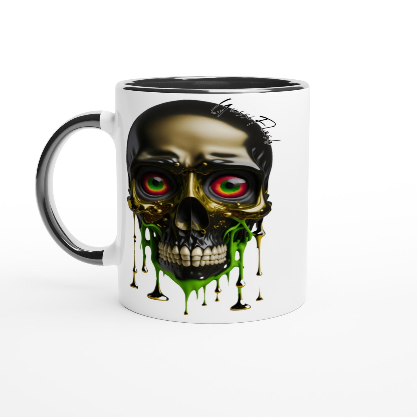 Weiße Keramiktasse Farbe an der Innenseite