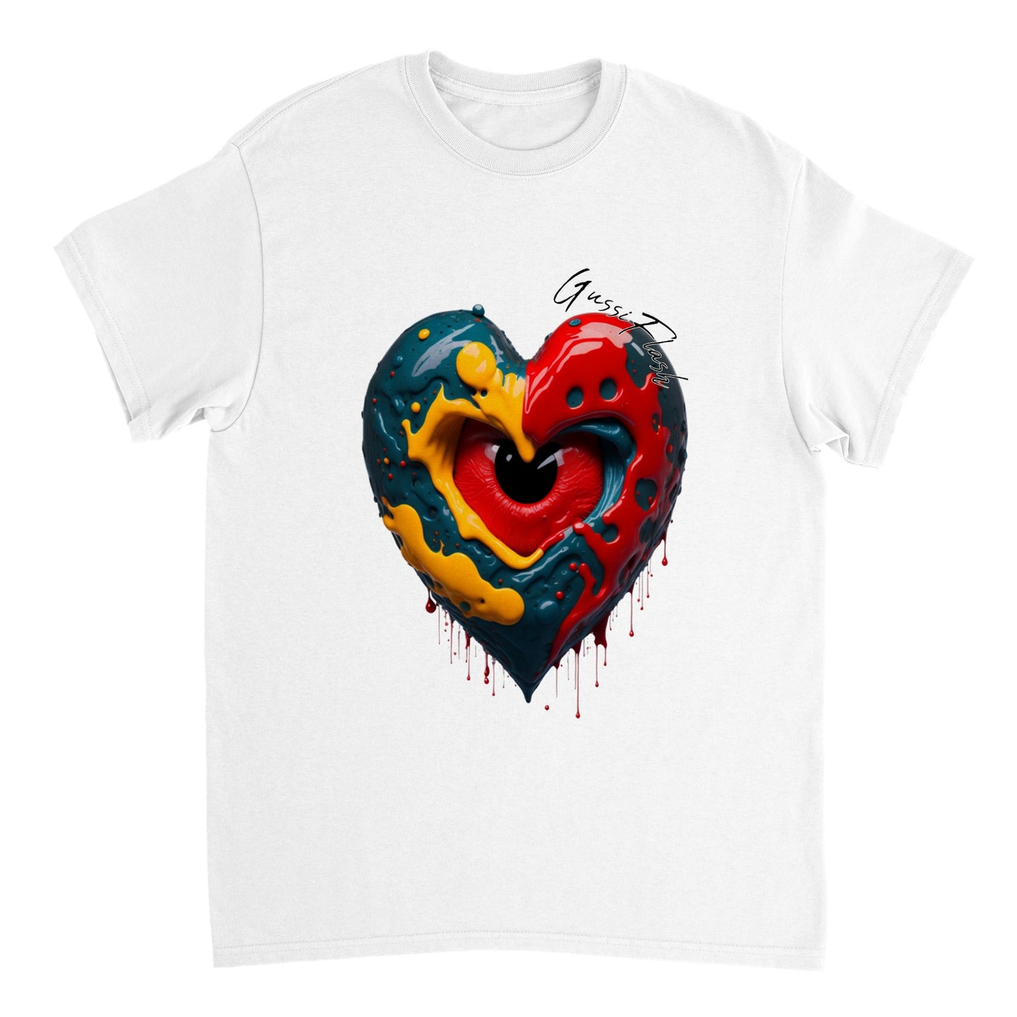 Schweres Unisex T-Shirt mit Rundhalsausschnitt und Gussiflash Logo