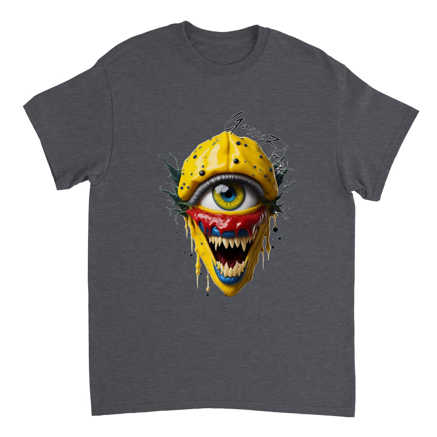 Schweres Unisex T-Shirt mit Rundhalsausschnitt und Gussiflash Logo