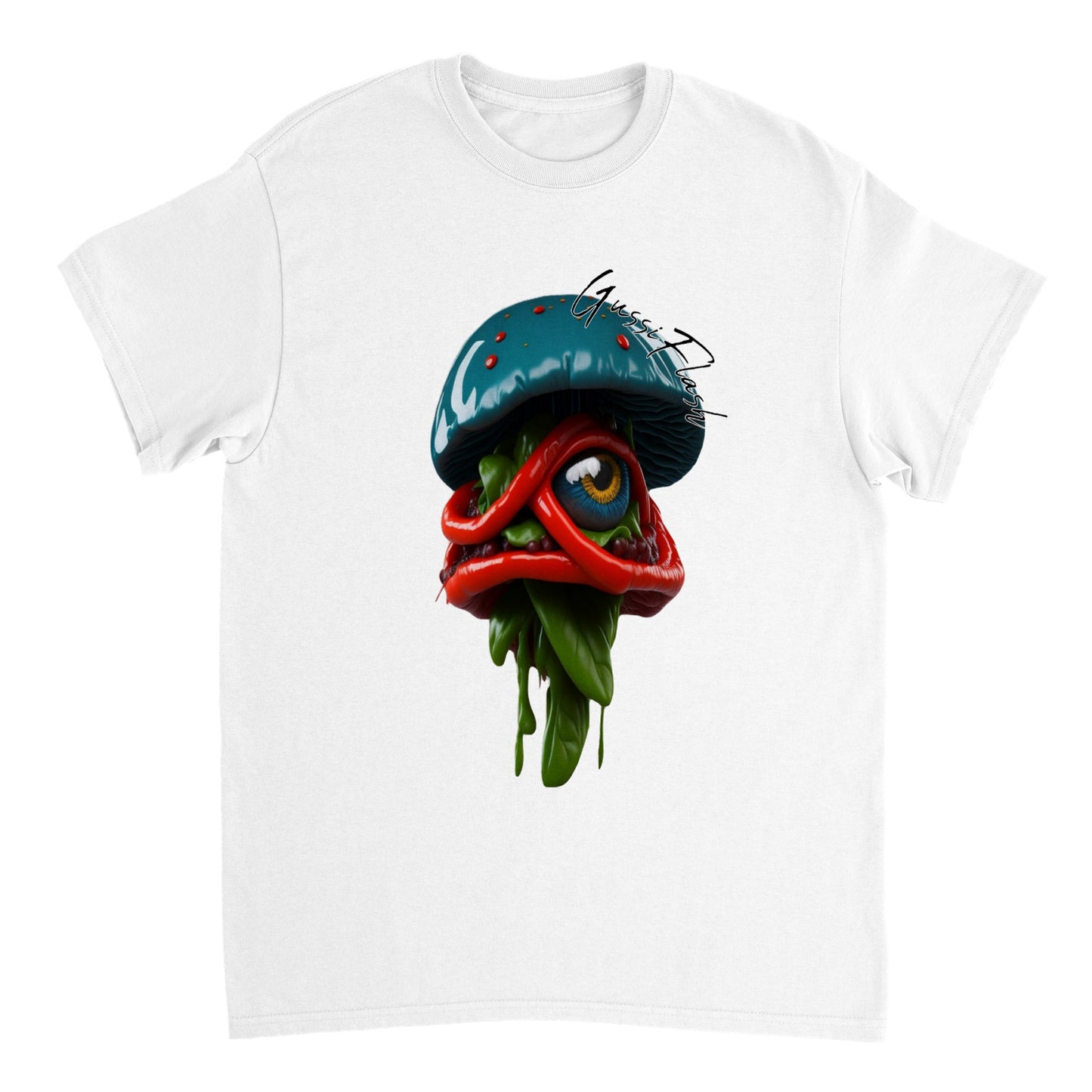 Schweres Unisex T-Shirt mit Rundhalsausschnitt und Gussiflash Logo