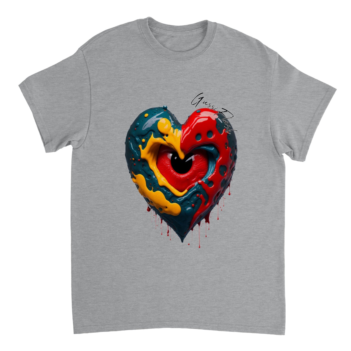Schweres Unisex T-Shirt mit Rundhalsausschnitt und Gussiflash Logo
