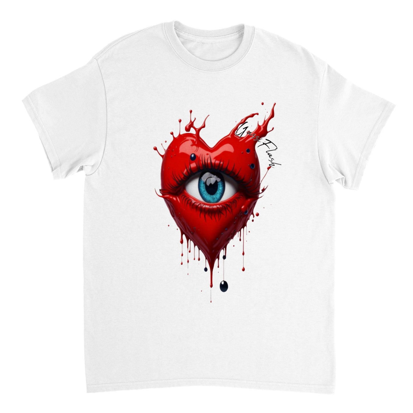 Schweres Unisex T-Shirt mit Rundhalsausschnitt und Gussiflash Logo