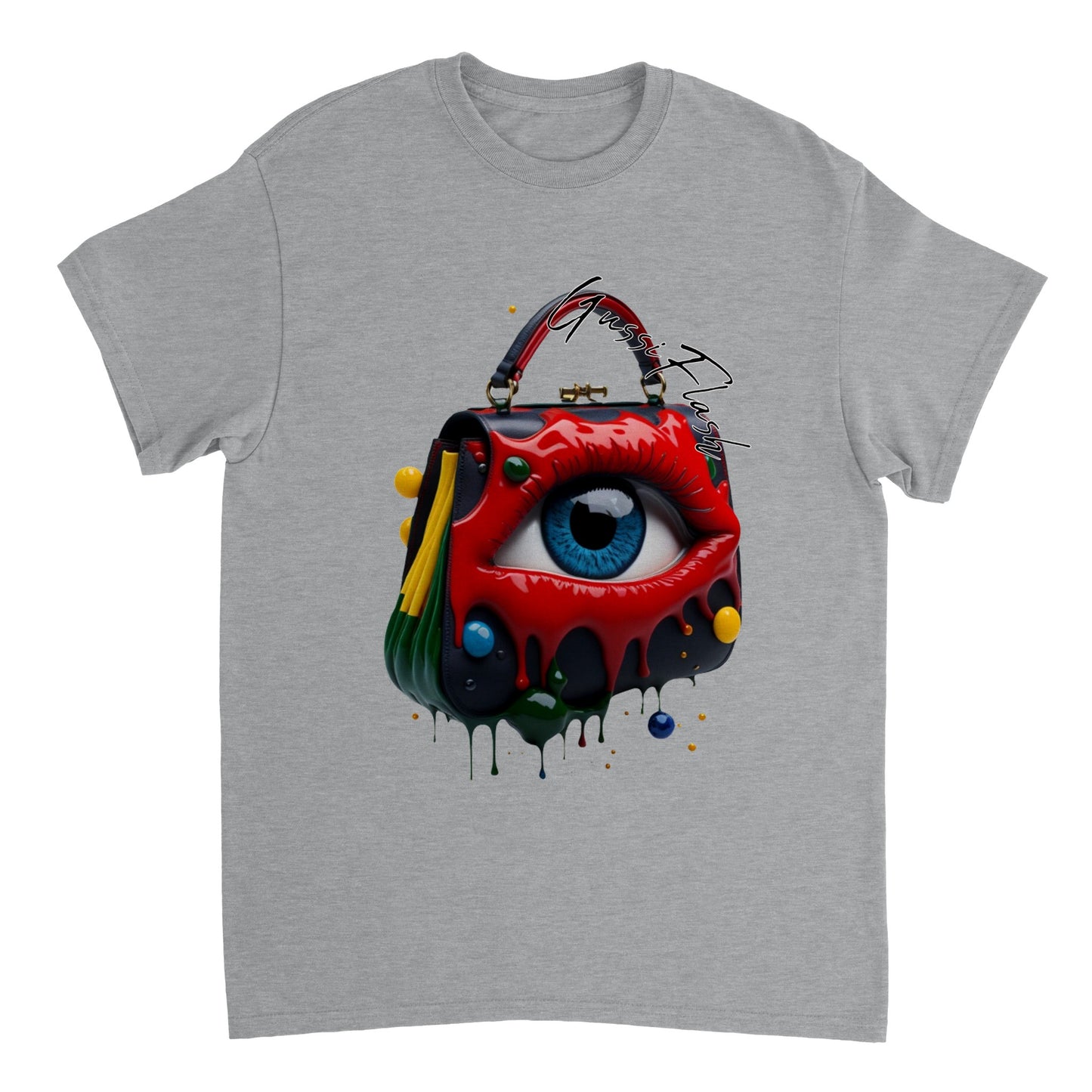Schweres Unisex T-Shirt mit Rundhalsausschnitt und Gussiflash Logo