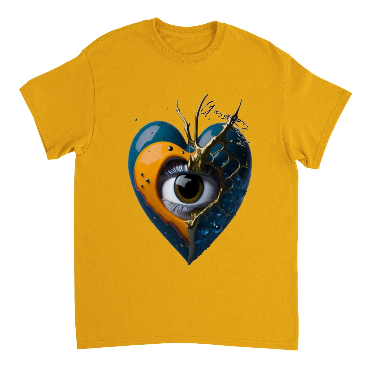 Schweres Unisex T-Shirt mit Rundhalsausschnitt und Gussiflash Logo