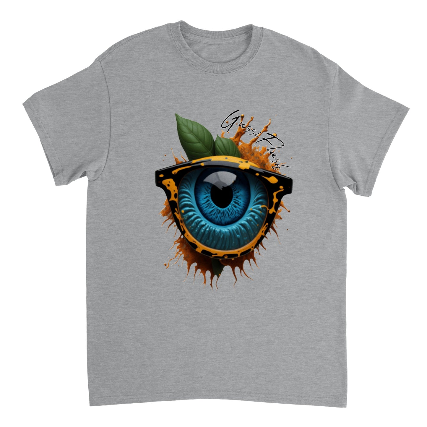 Schweres Unisex T-Shirt mit Rundhalsausschnitt und Gussiflash Logo