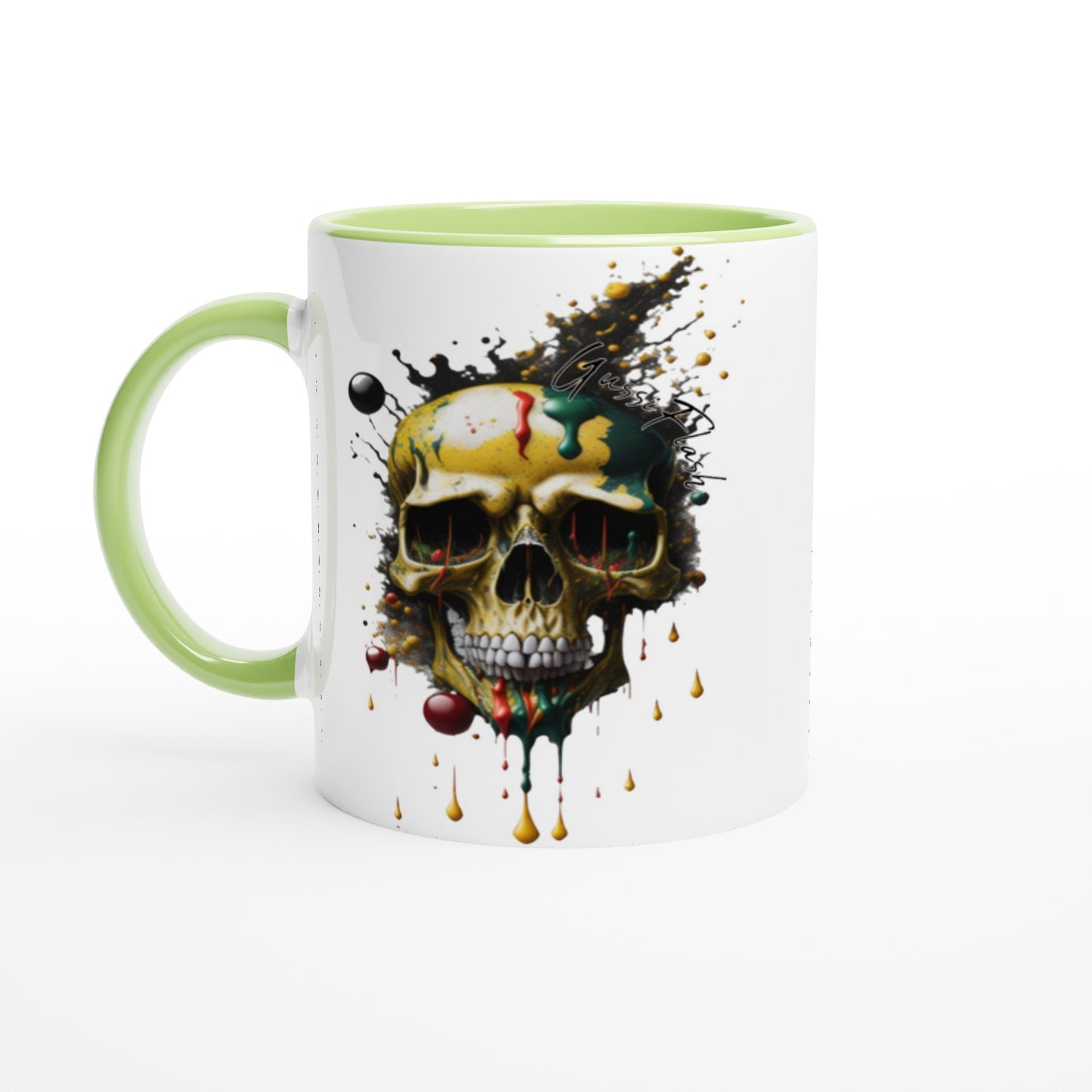 Weiße Keramiktasse Farbe an der Innenseite