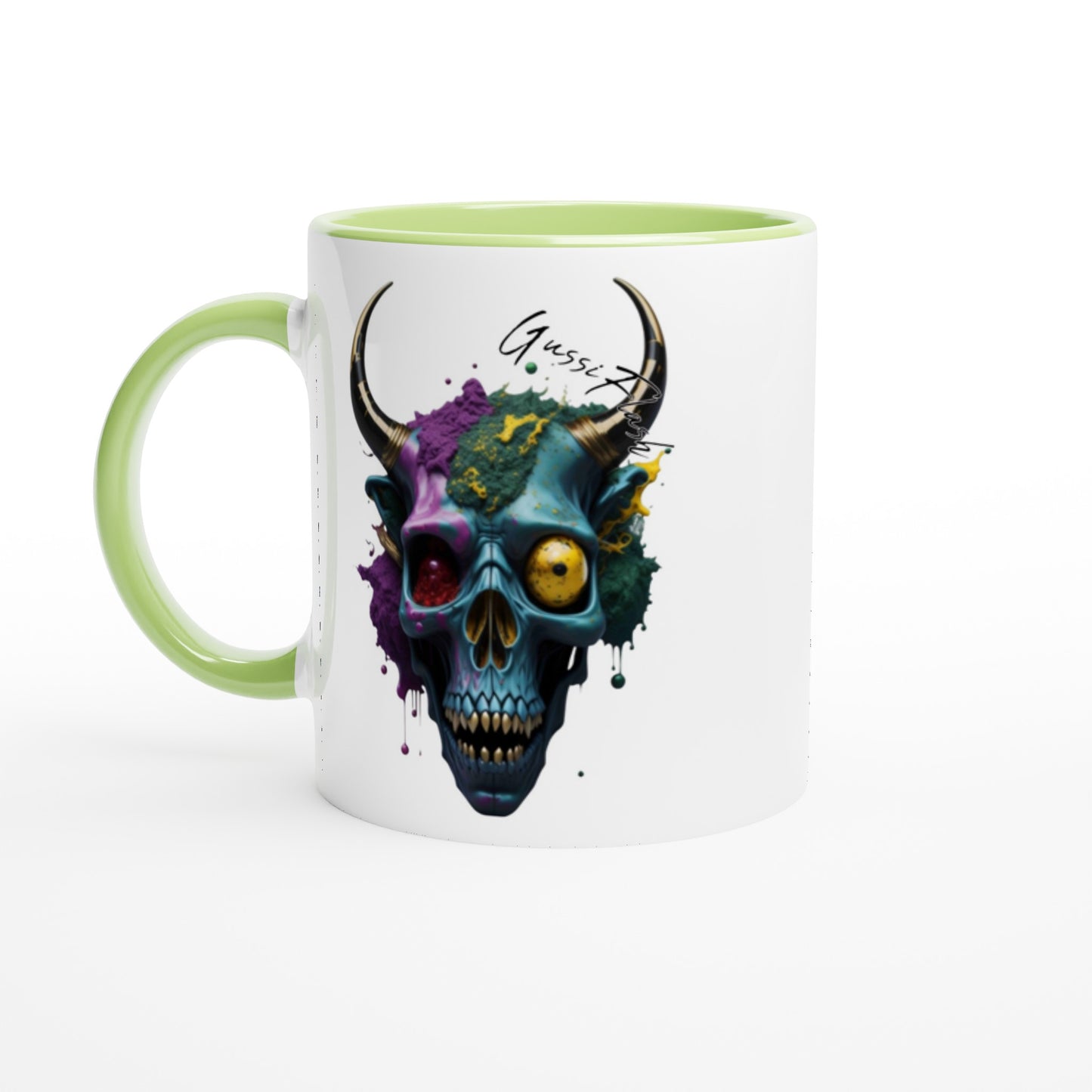 Weiße Keramiktasse Farbe an der Innenseite