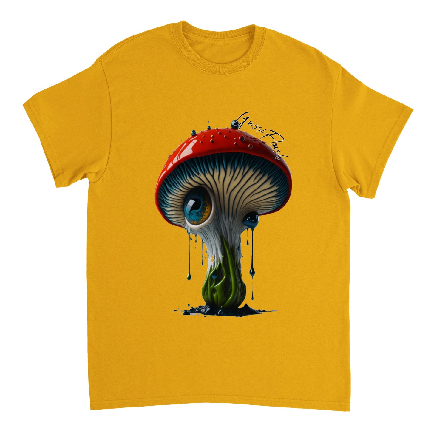 Schweres Unisex T-Shirt mit Rundhalsausschnitt und Gussiflash Logo