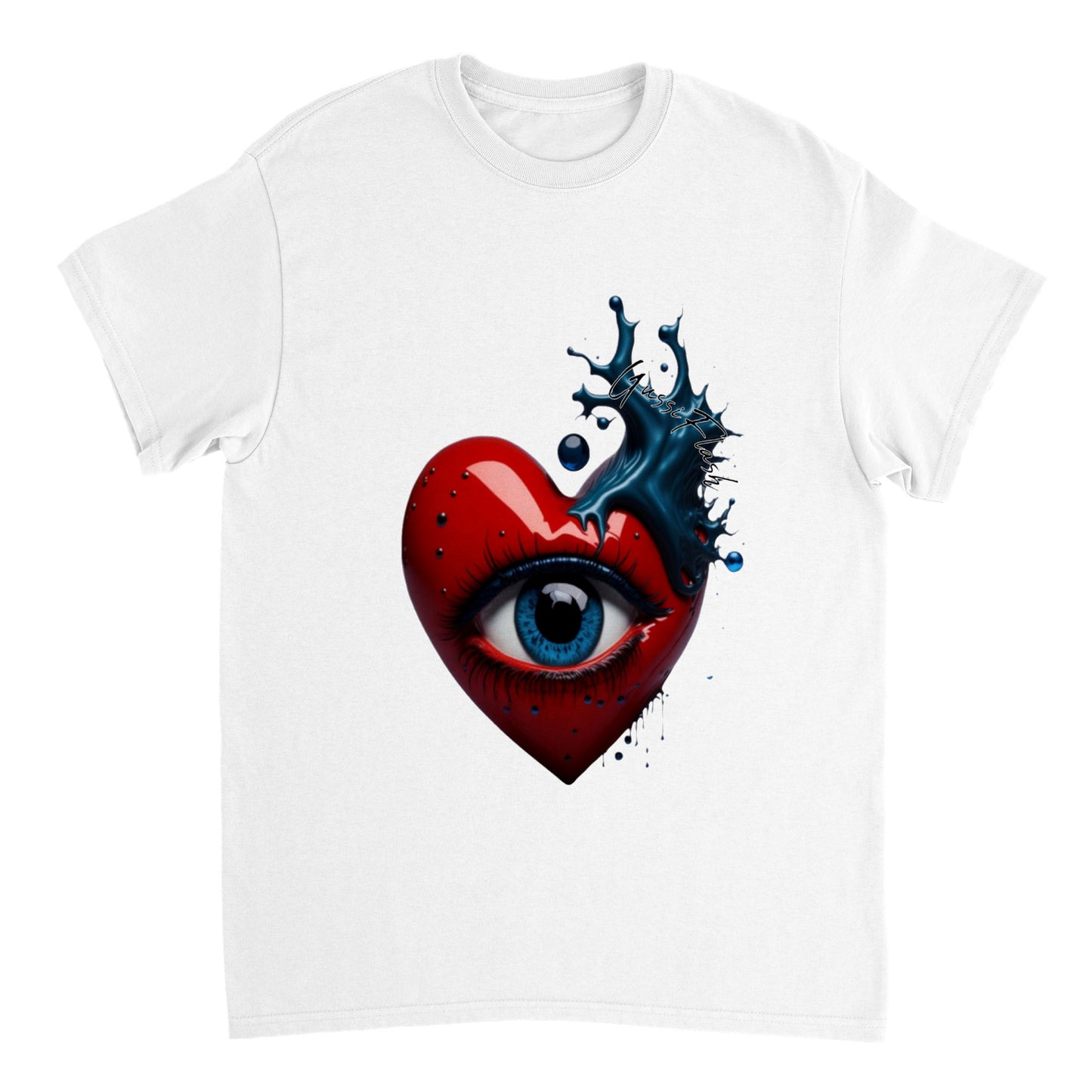 Schweres Unisex T-Shirt mit Rundhalsausschnitt und Gussiflash Logo