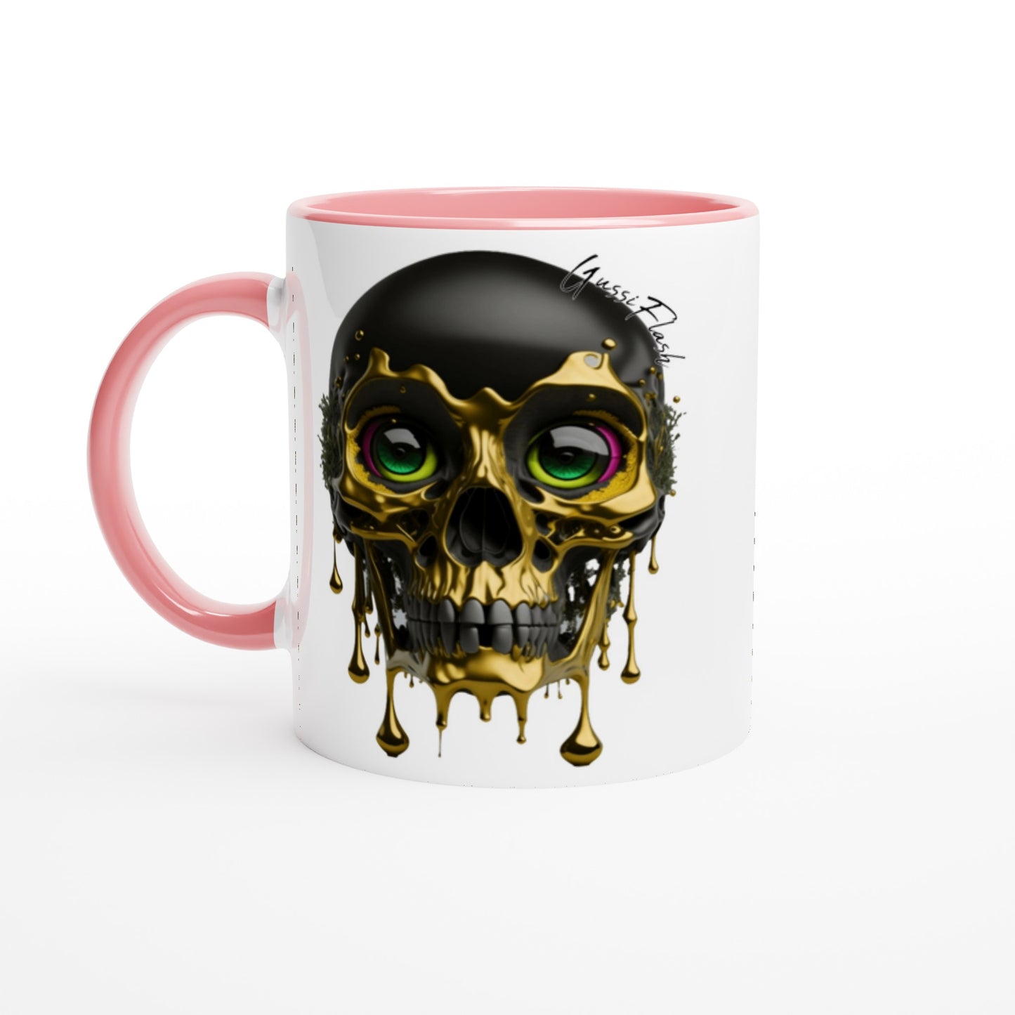 Weiße Keramiktasse Farbe an der Innenseite