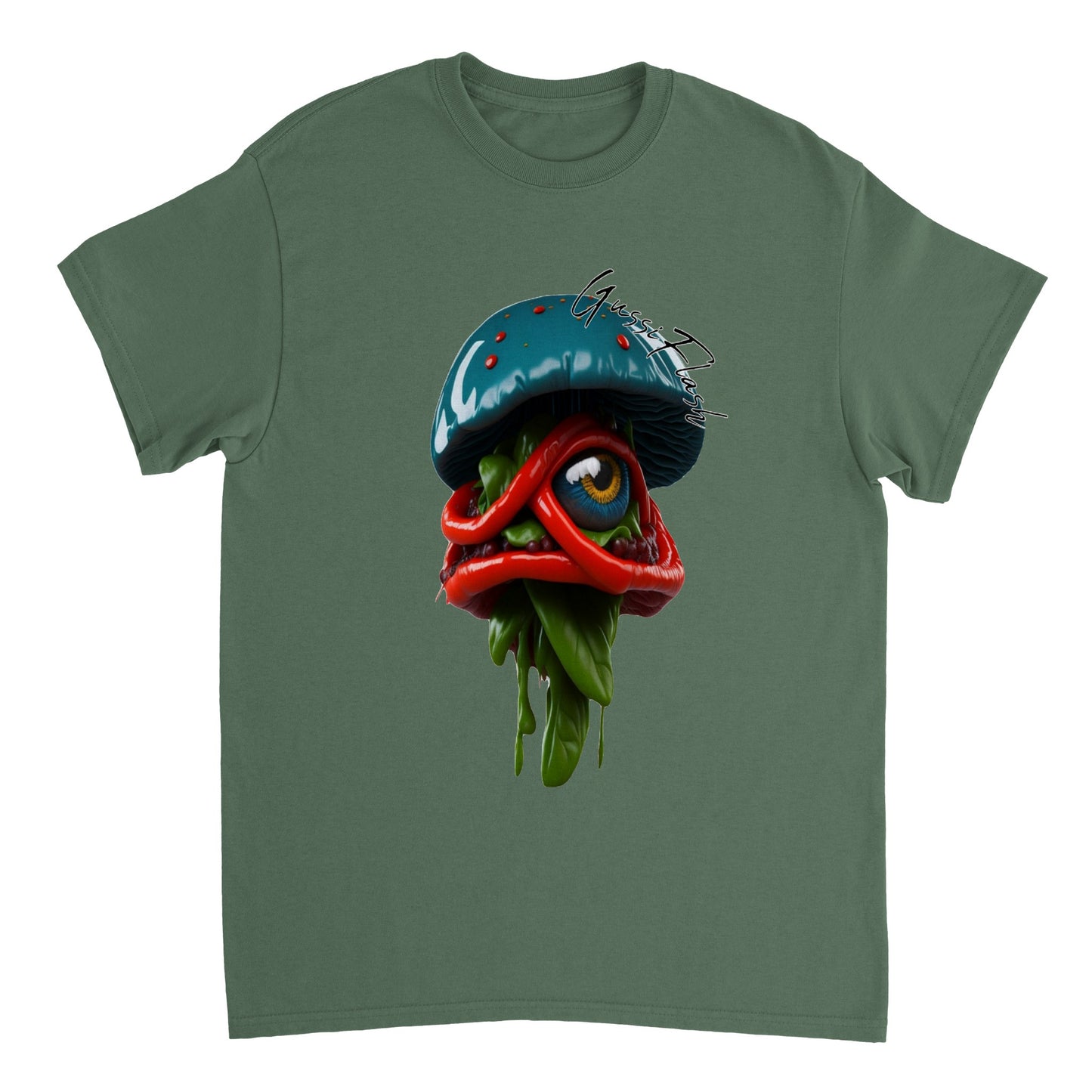 Schweres Unisex T-Shirt mit Rundhalsausschnitt und Gussiflash Logo