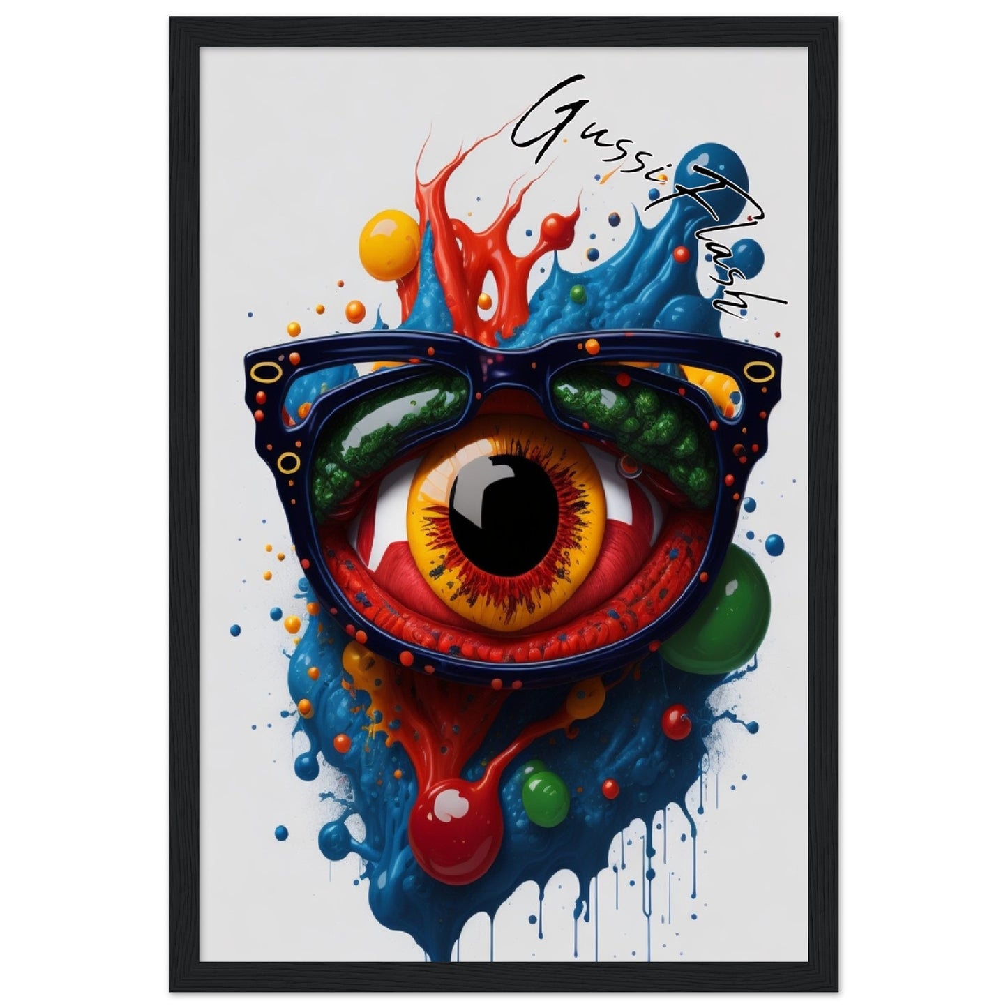 GussiFlash Premium-Poster aus mattem Papier mit Holzrahmen