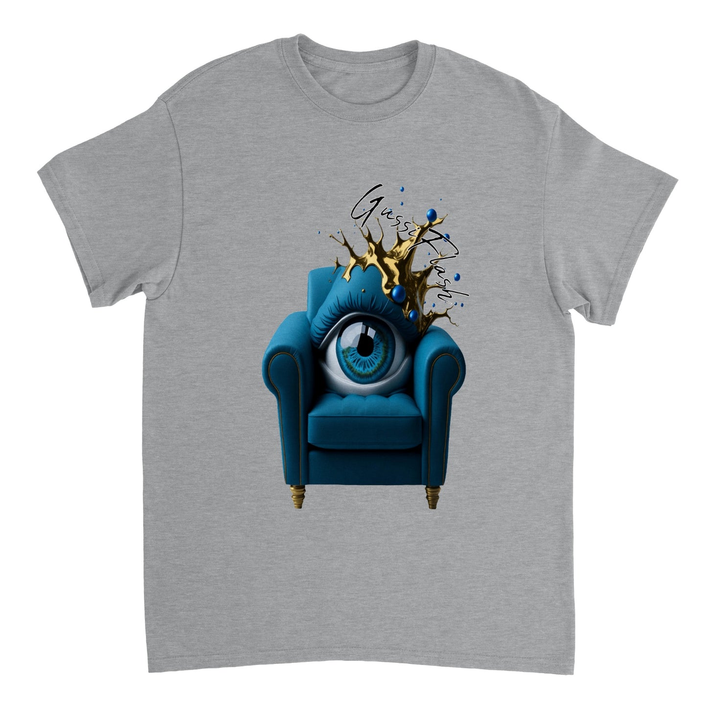 Schweres Unisex T-Shirt mit Rundhalsausschnitt und Gussiflash Logo