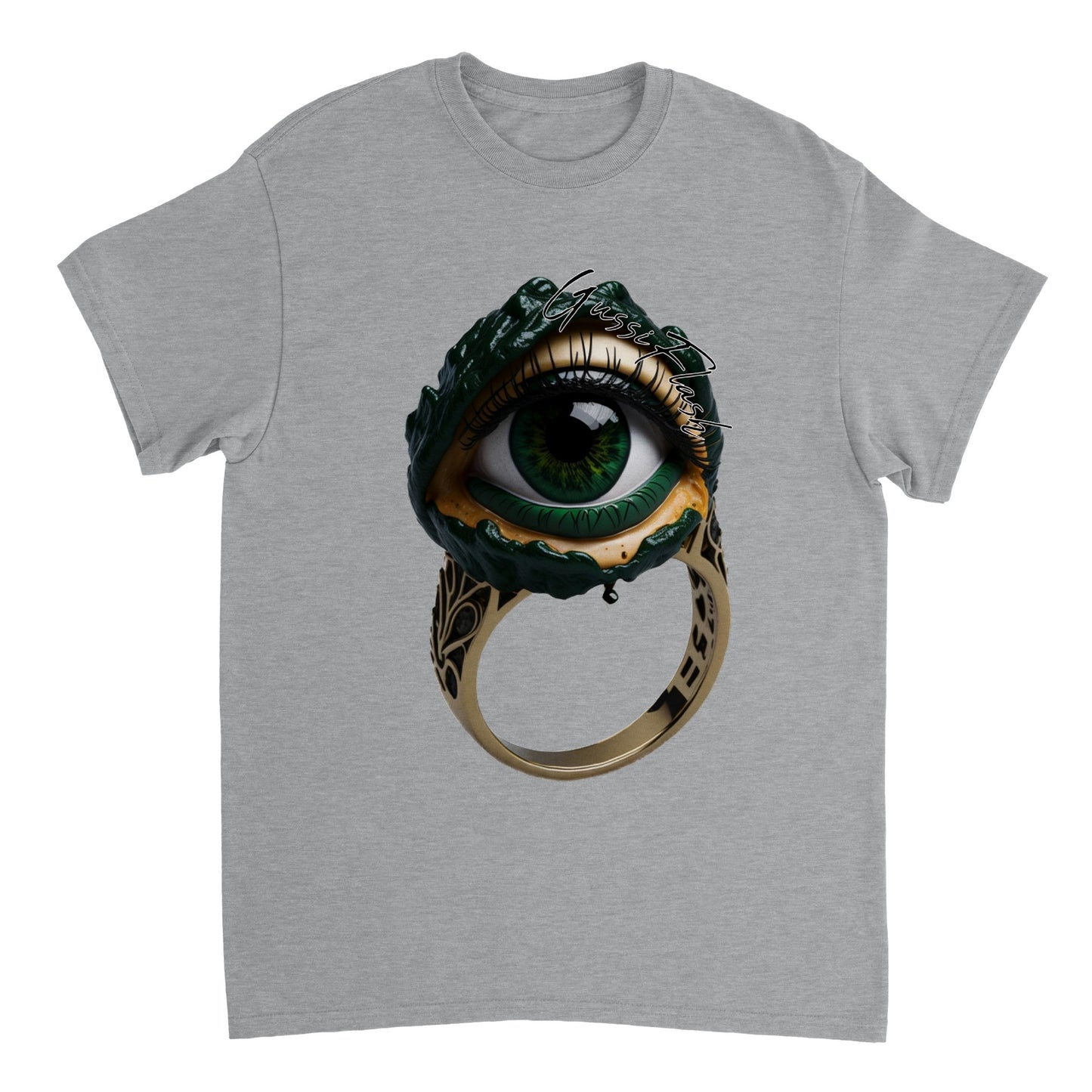 Schweres Unisex T-Shirt mit Rundhalsausschnitt und Gussiflash Logo