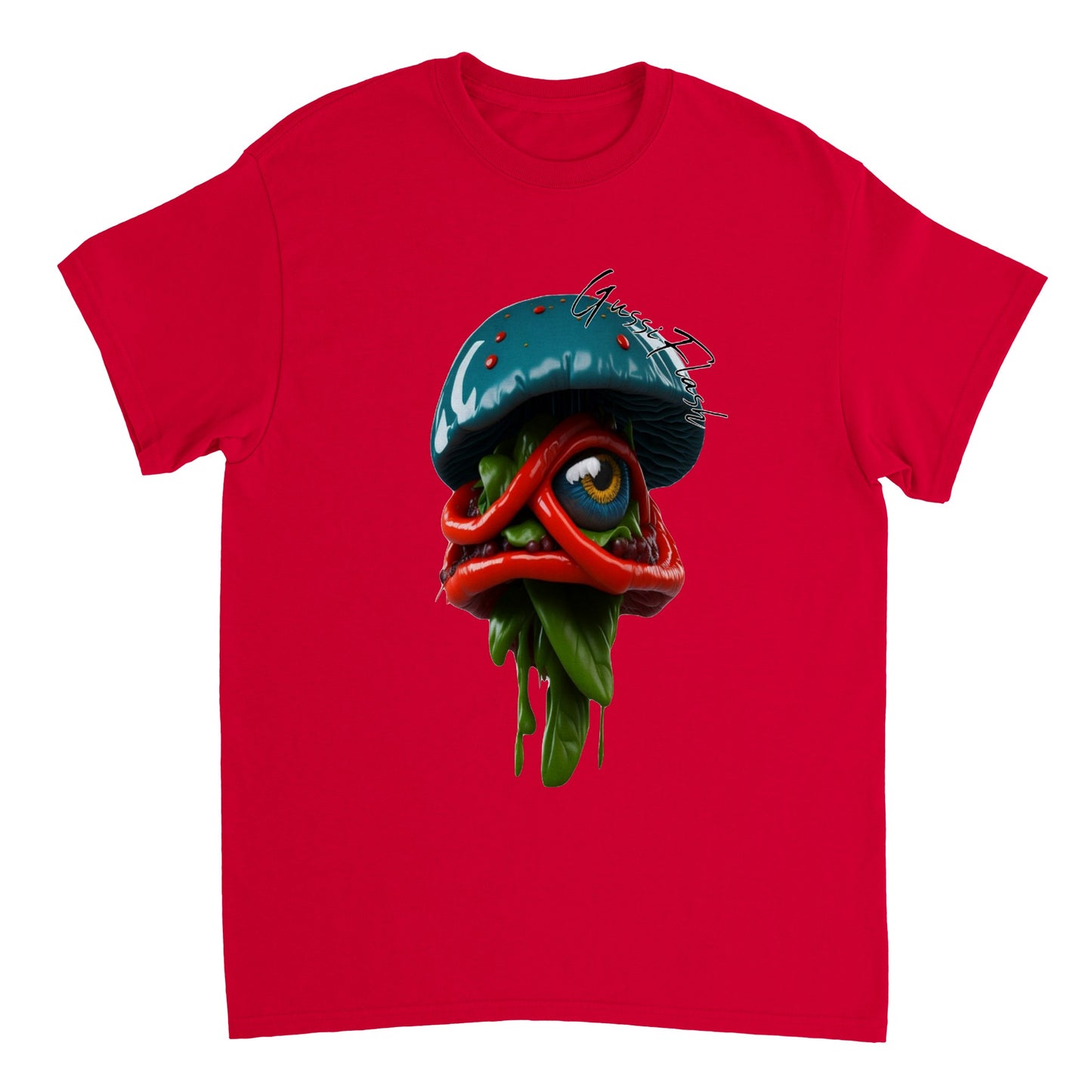 Schweres Unisex T-Shirt mit Rundhalsausschnitt und Gussiflash Logo