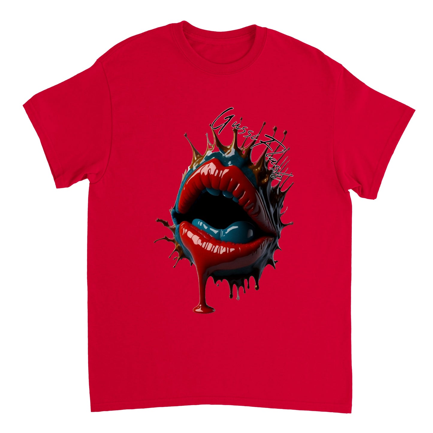 Schweres Unisex T-Shirt mit Rundhalsausschnitt und Gussiflash Logo